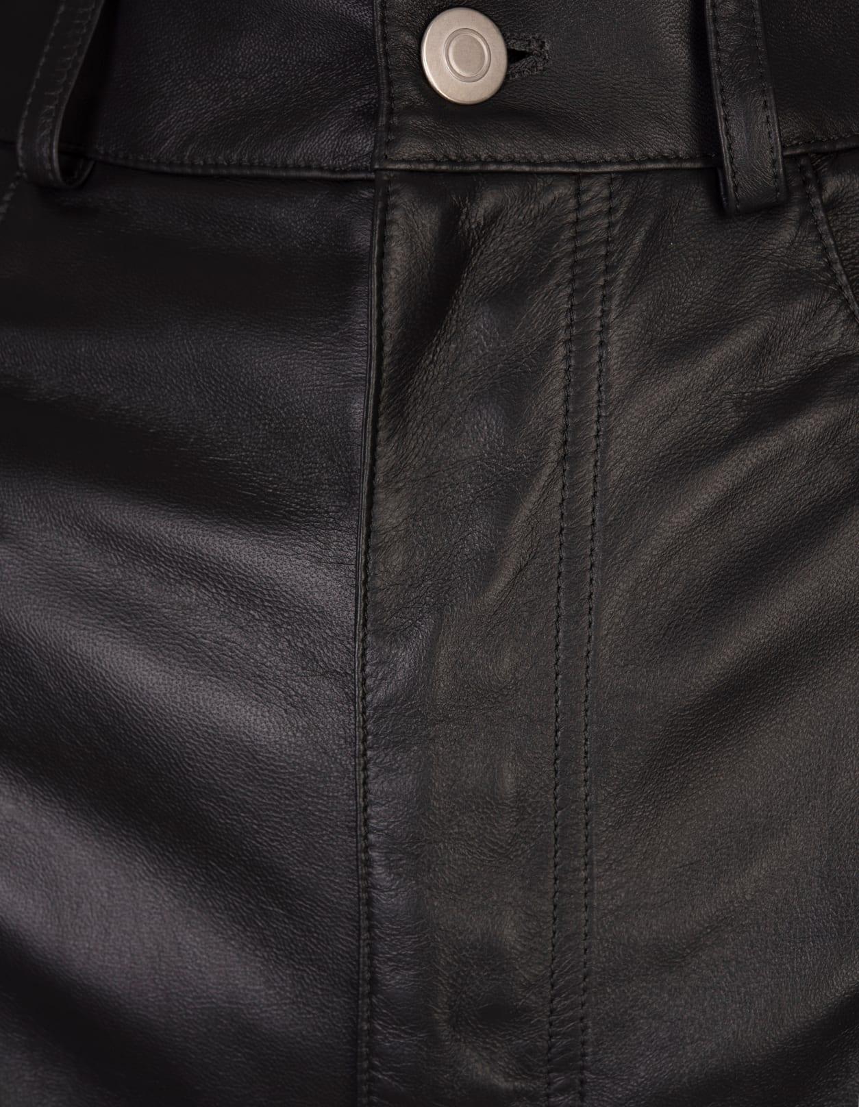 Black Leather Straight Leg Trousers