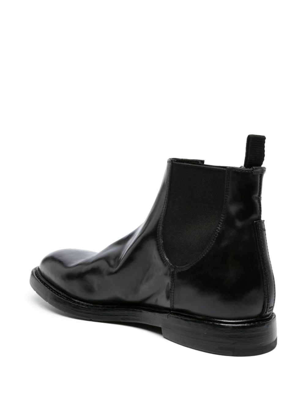 Black Brushed Leather Chelsea Ankle Boots