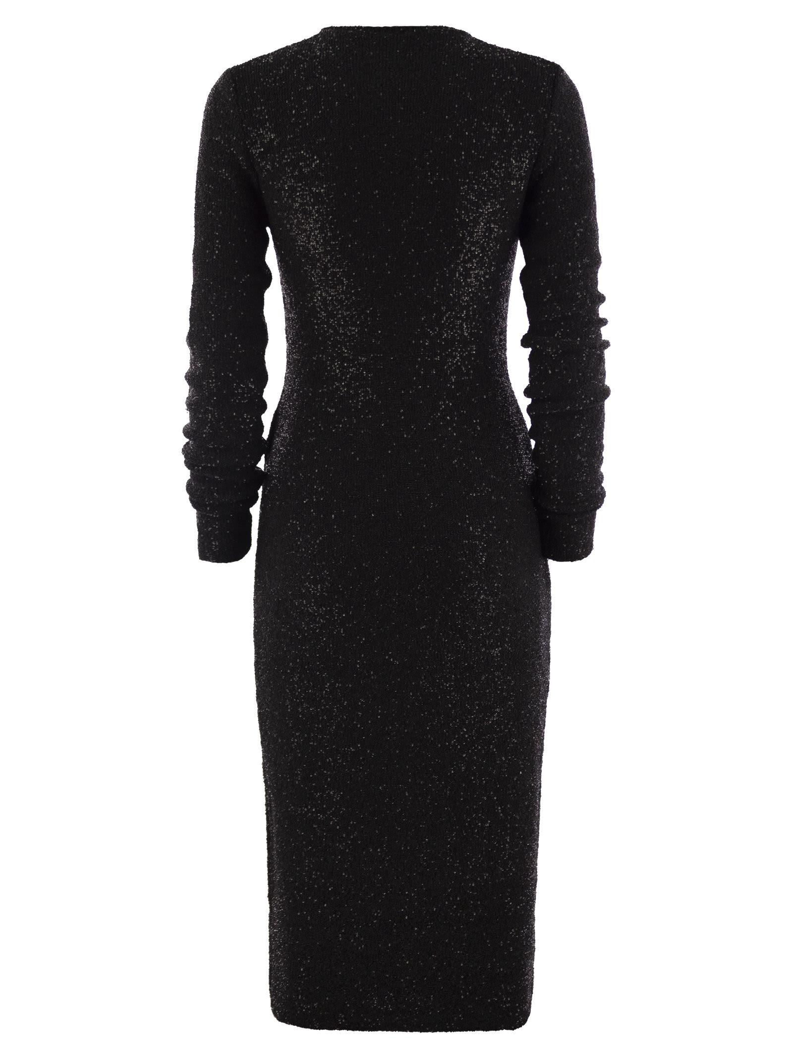 Fabiana Filippi Crew Neck Dress With Micro Sequins