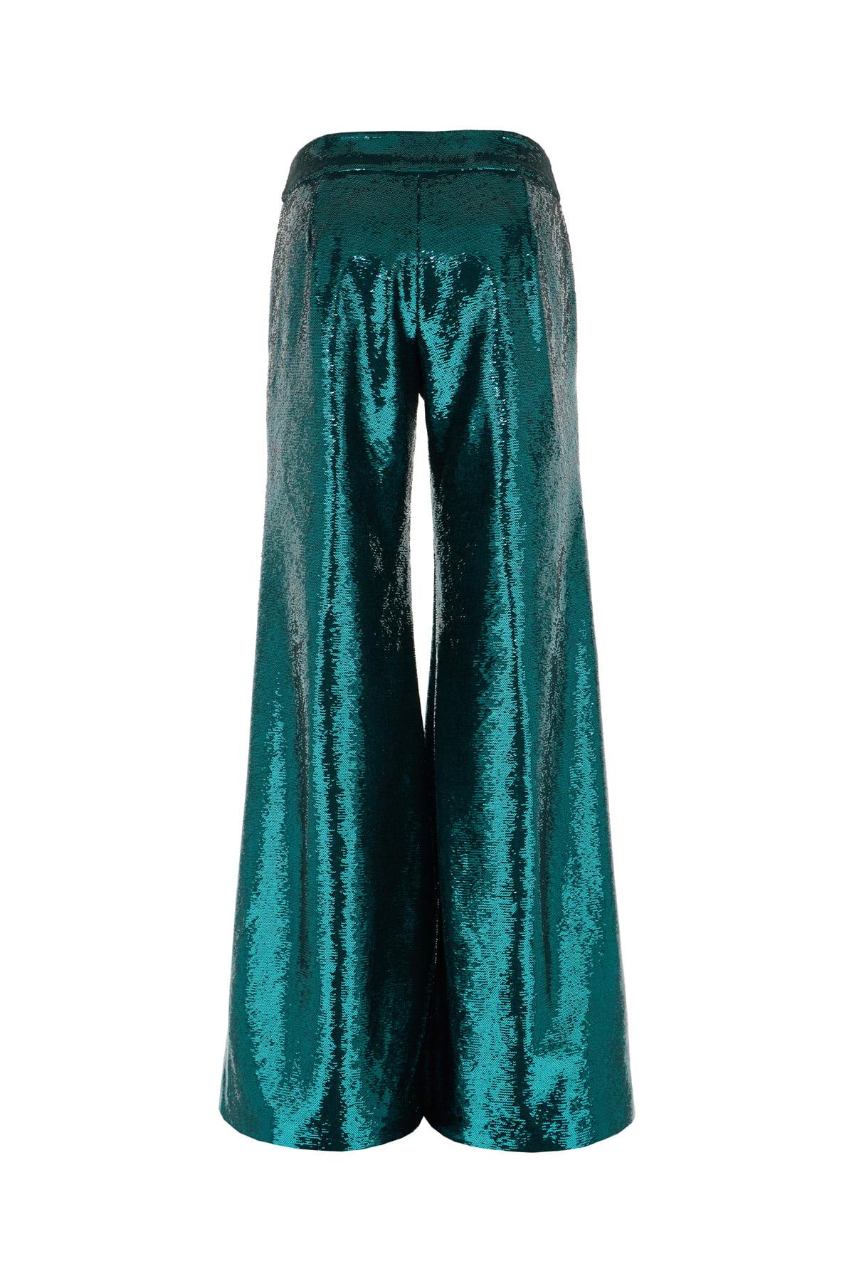 Teal Green Polyester Pants