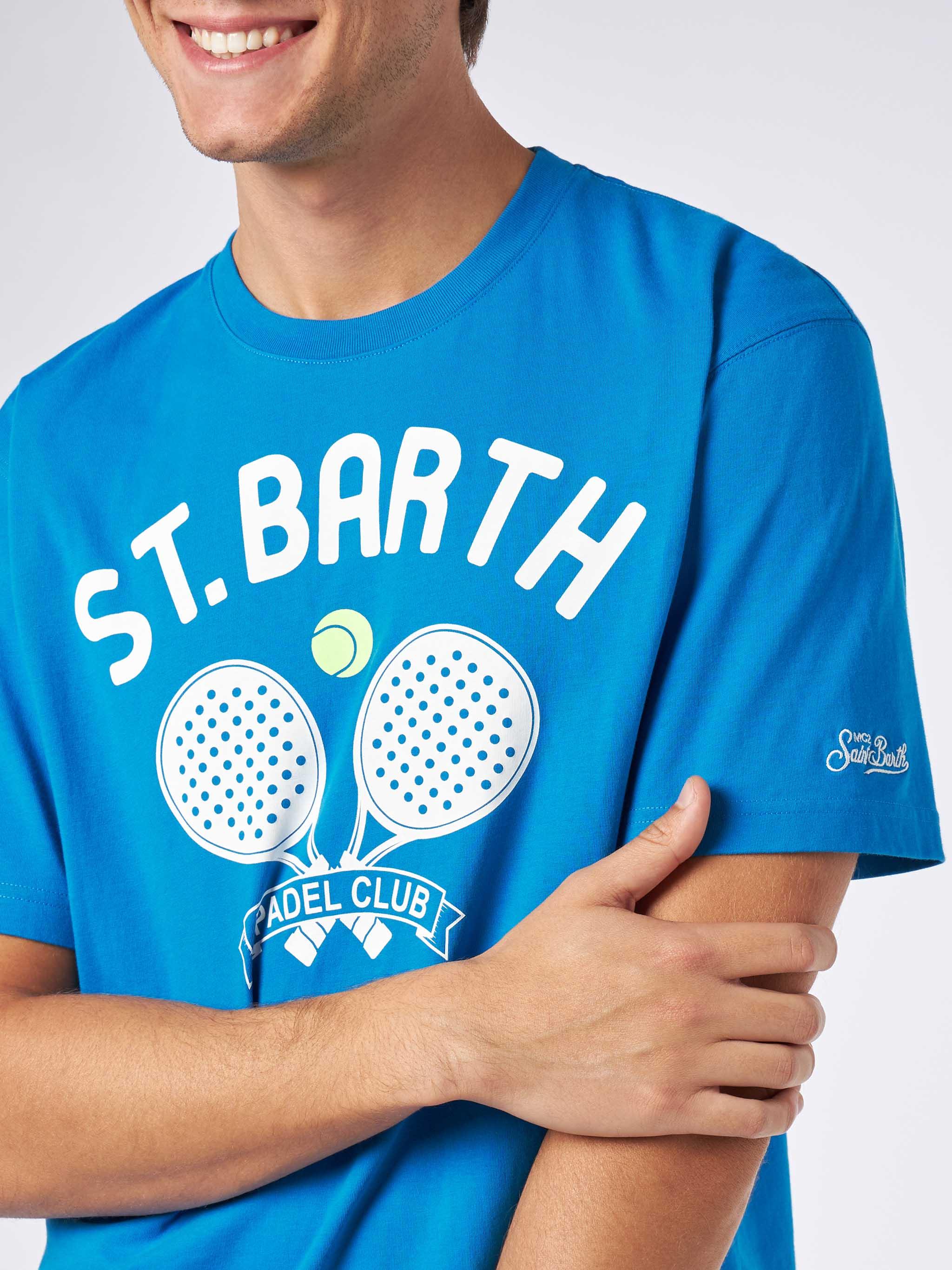 Man Heavy Cotton T-shirt With St. Barth Padel Club Print