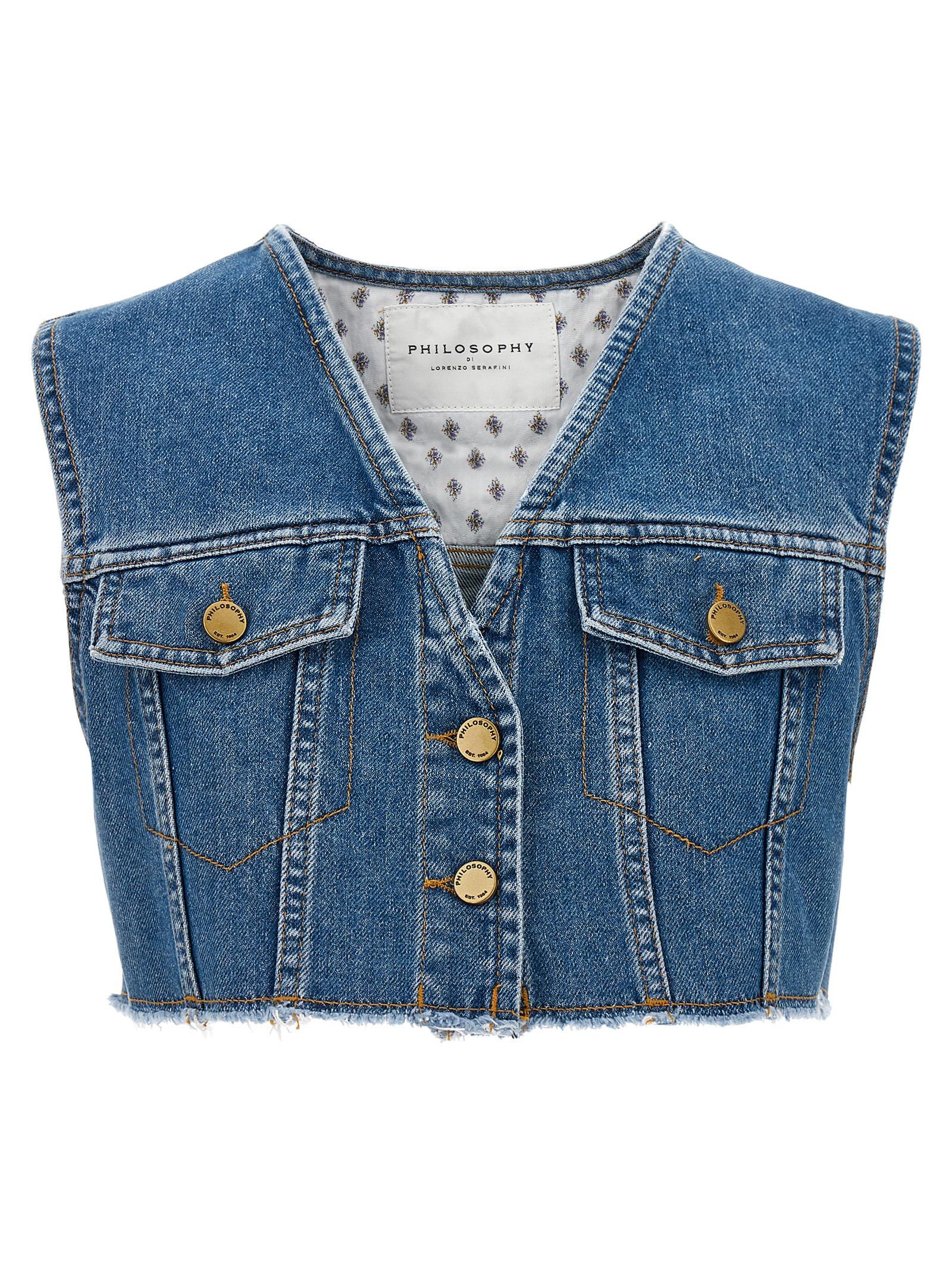 Denim Cropped Vest Philosophy di Lorenzo Serafini