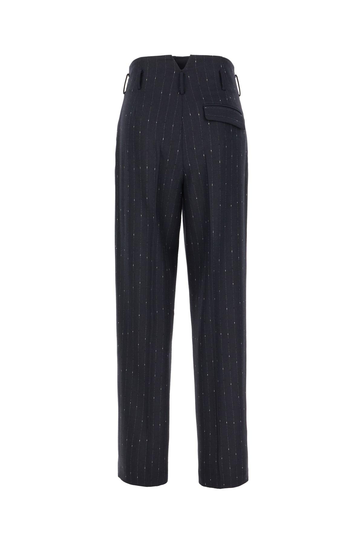 Navy Blue Stretch Wool Blend Pants