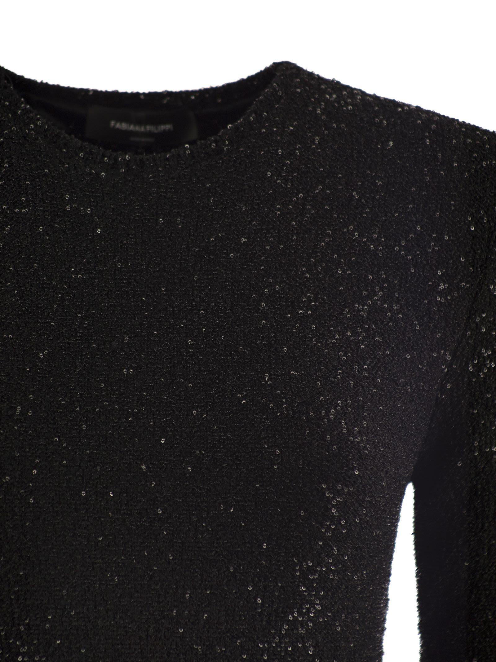 Fabiana Filippi Crew Neck Dress With Micro Sequins