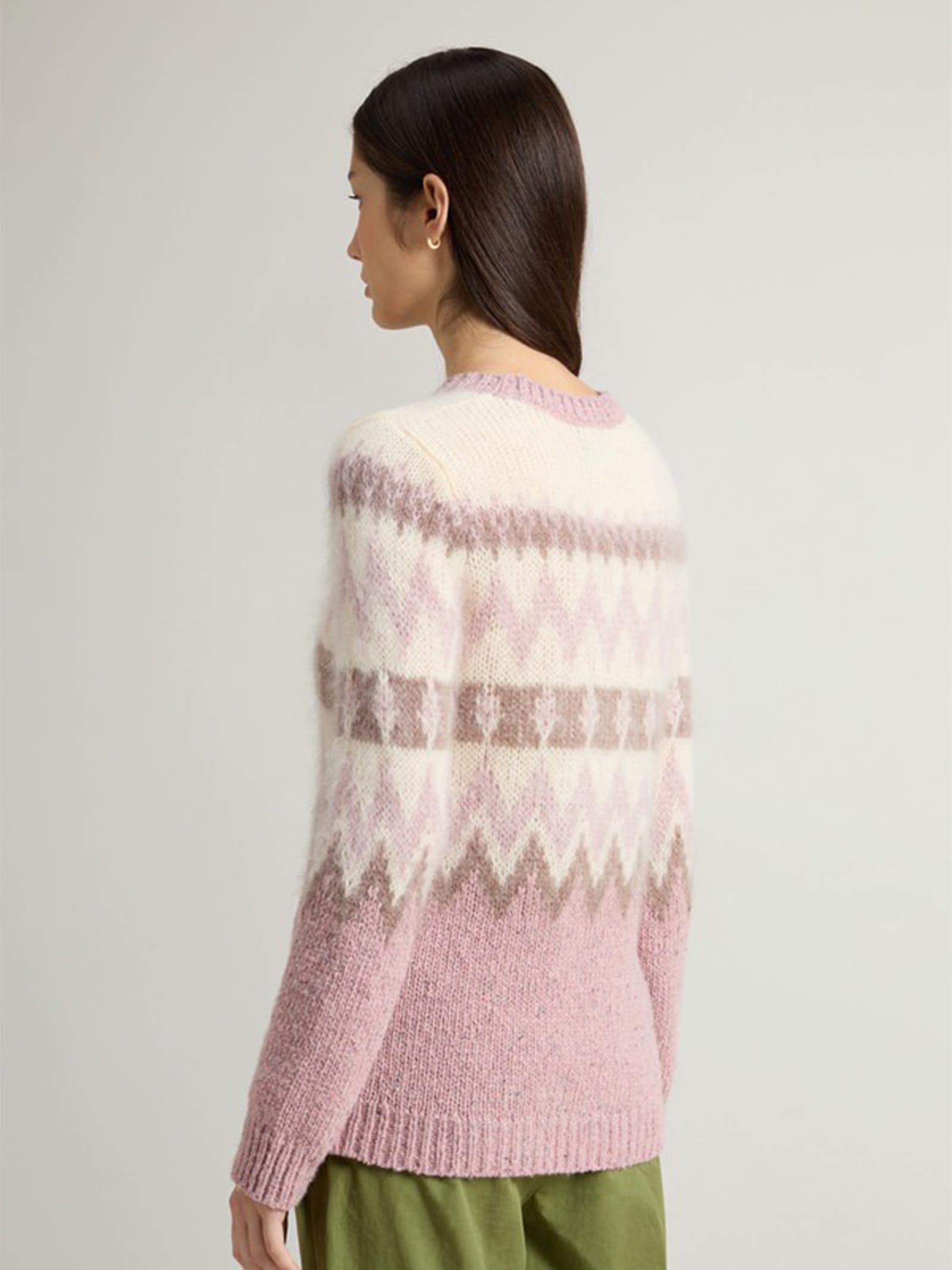 Pink Crewneck Sweater With Pattern