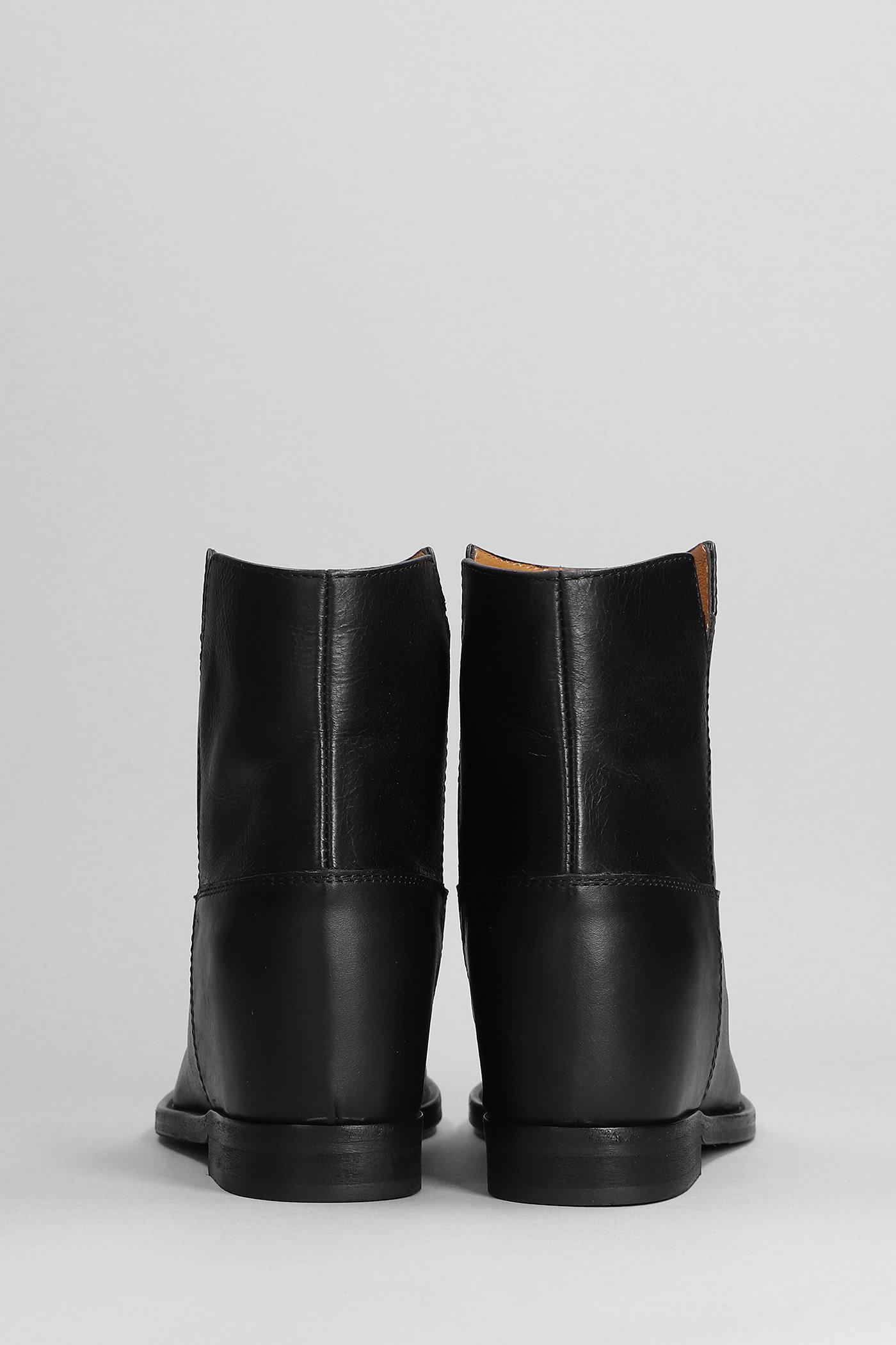 Ankle Boots Inside Wedge In Black Leather