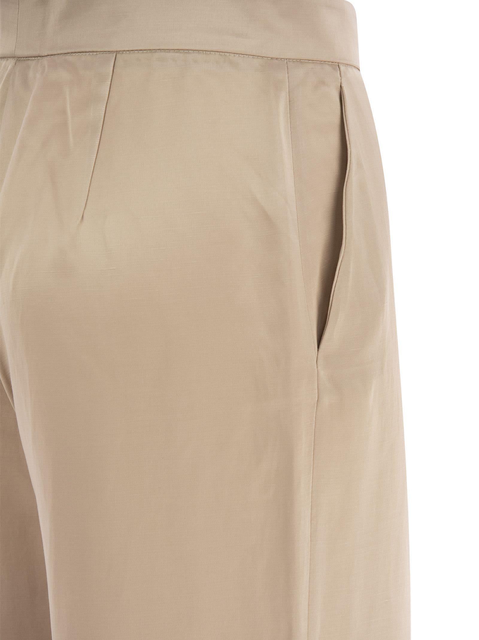 Viscose And Linen Palazzo Trousers