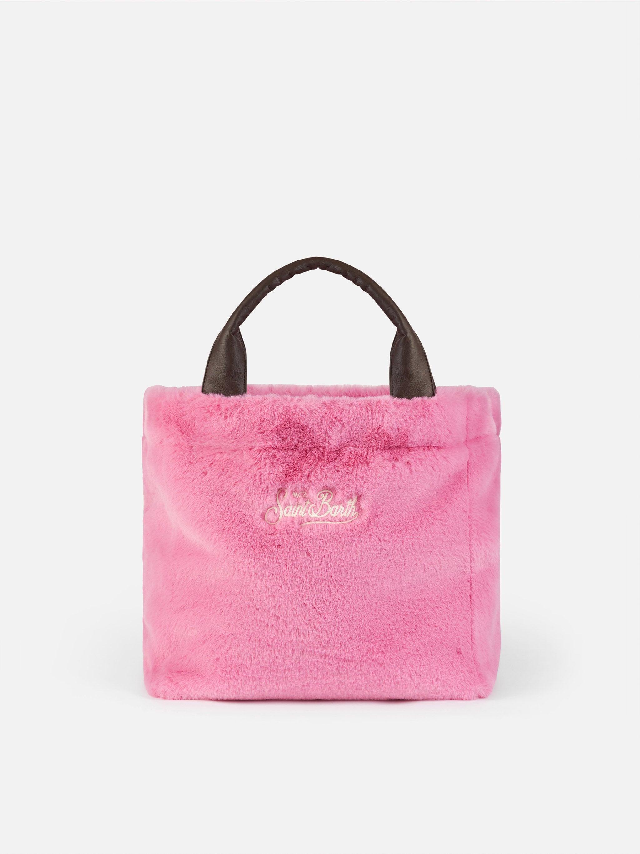 Furry Soft Colette Fuchsia Handbag With Shoulder Strap