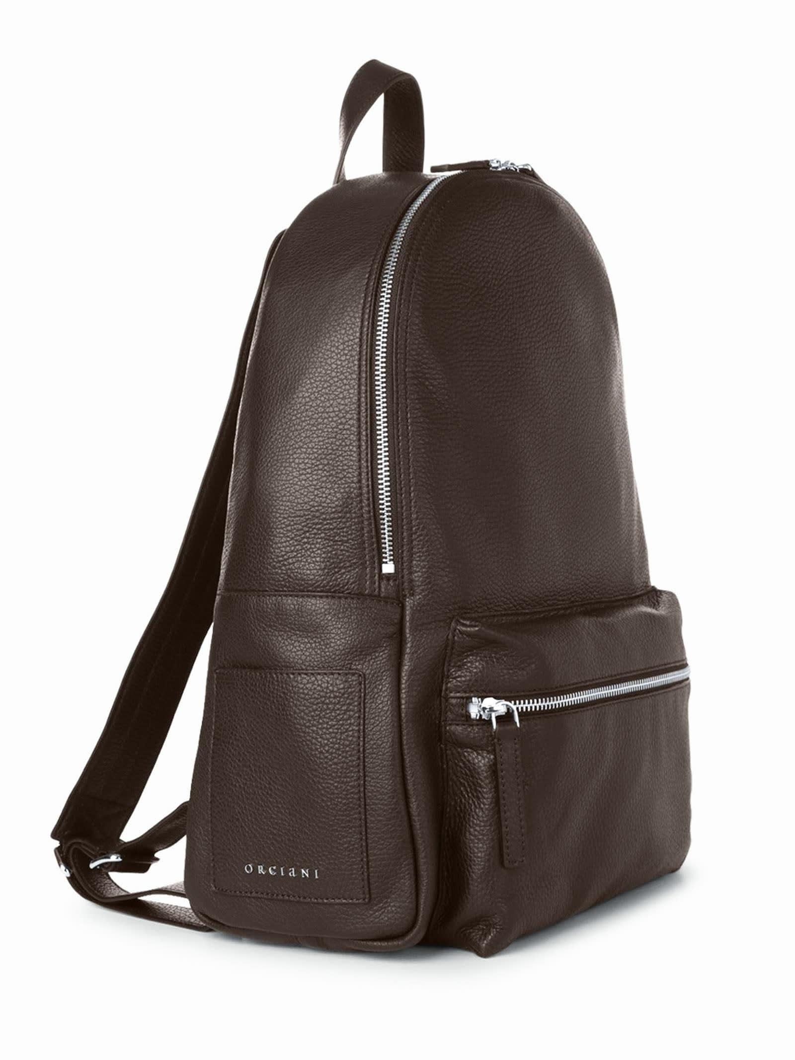 Brown Calf Leather Micron Backpack