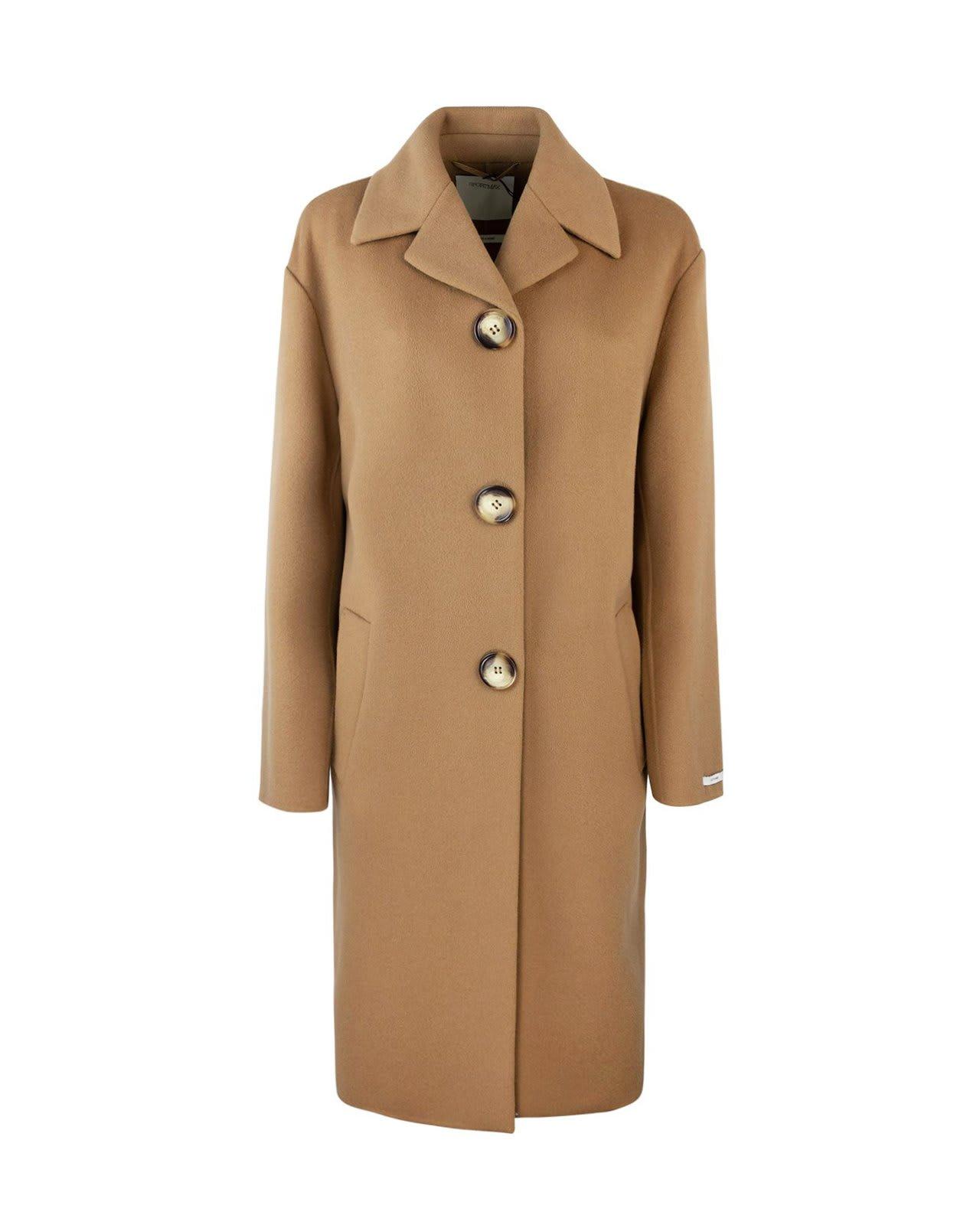 Buttoned Long-sleeved Coat