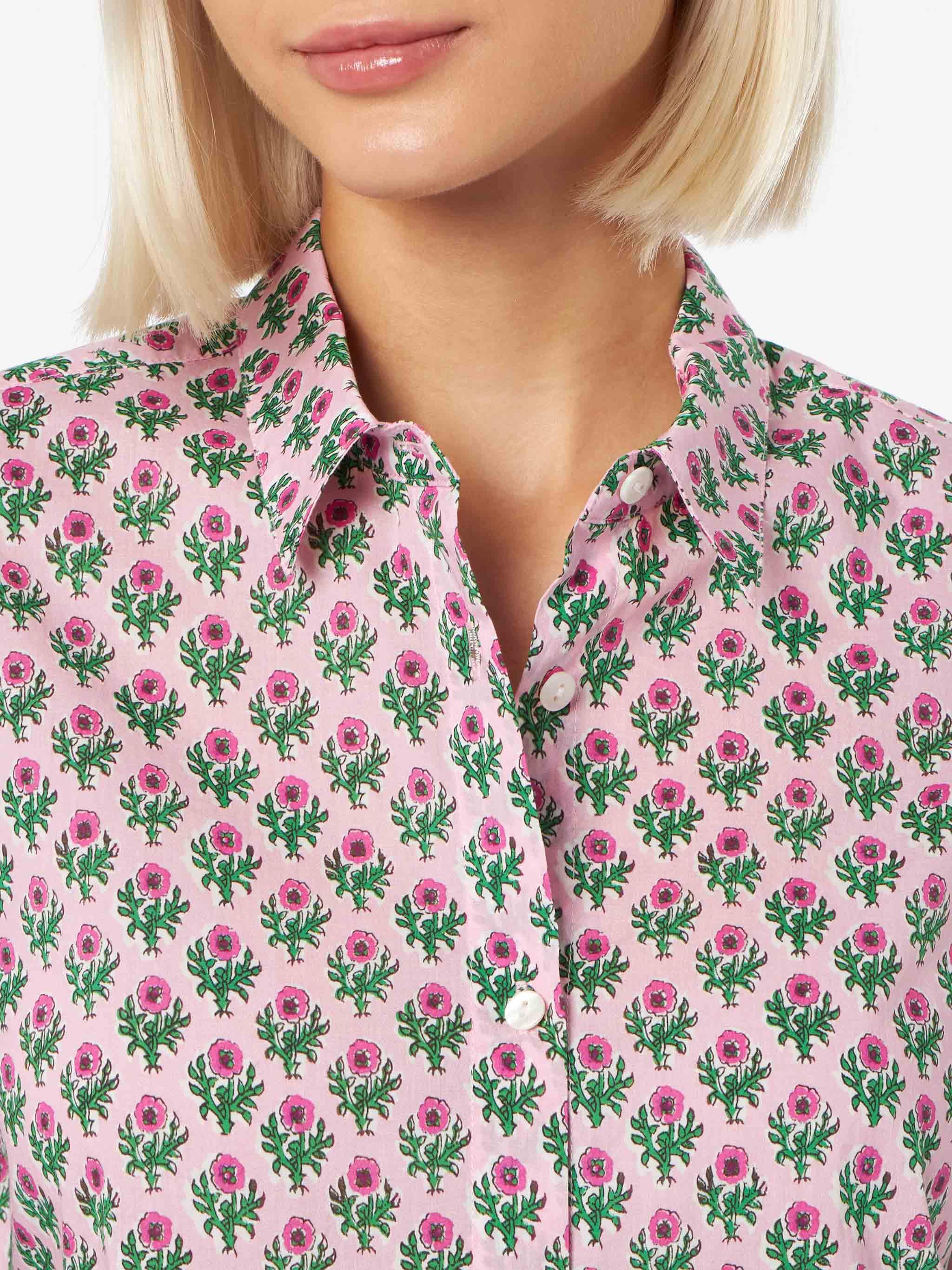 Woman Cotton Shirt Brigitte With Flower Print