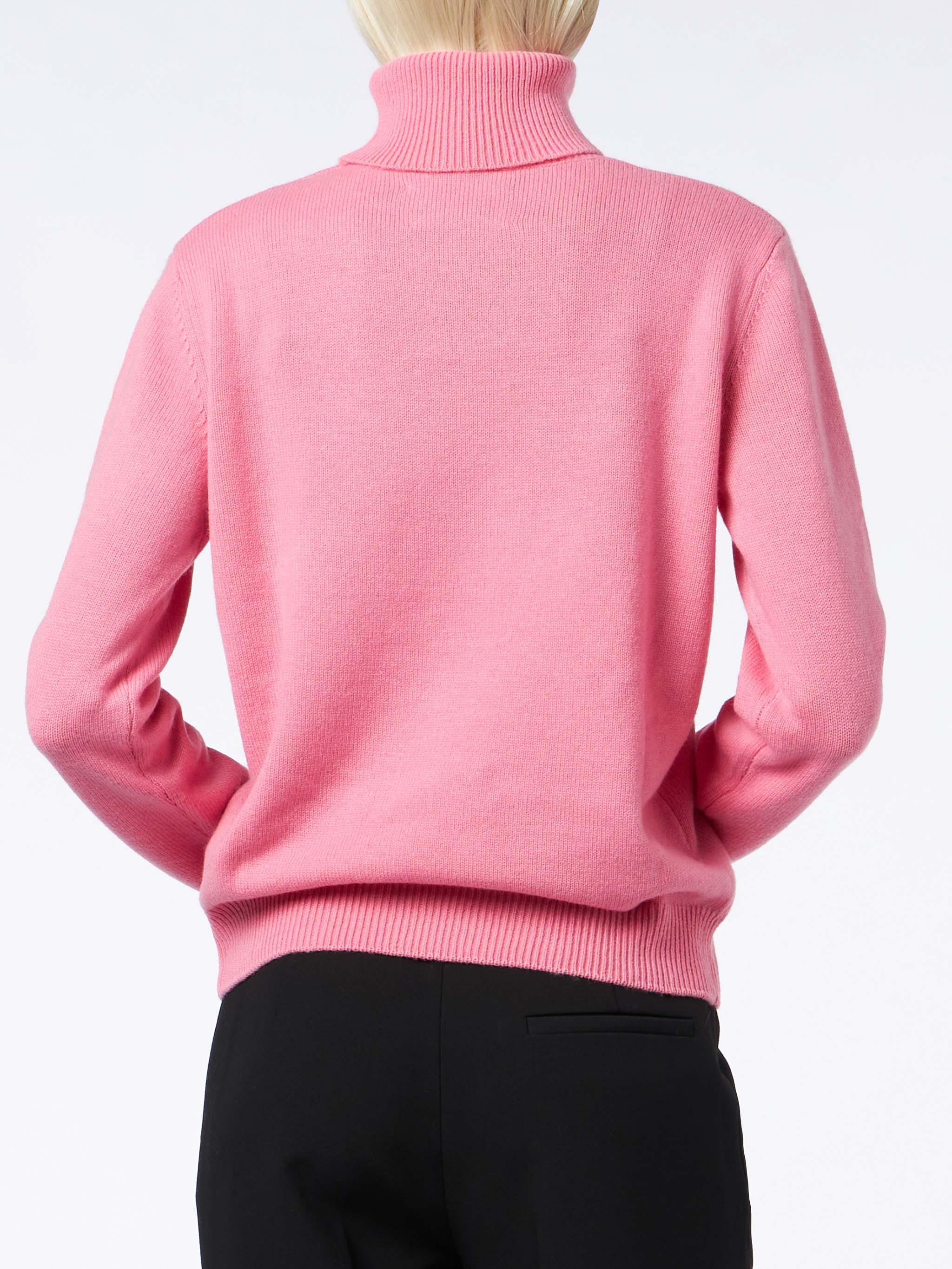 Woman Pink Cashmere Blend Turtleneck Sweater Moody