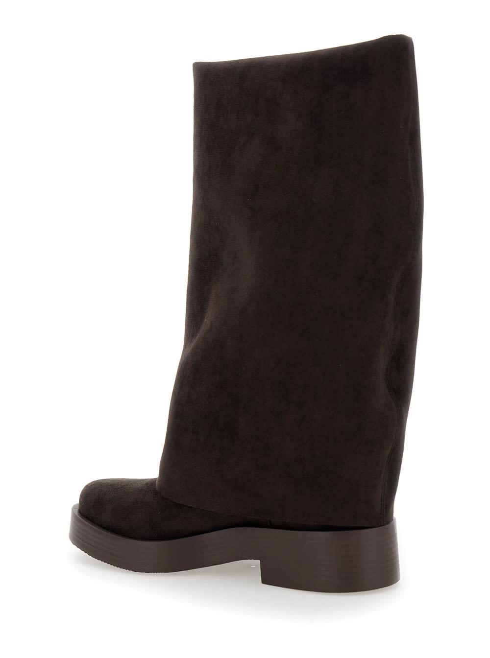 'Charlie' Brown Multi-Layer Boots In Suede Woman