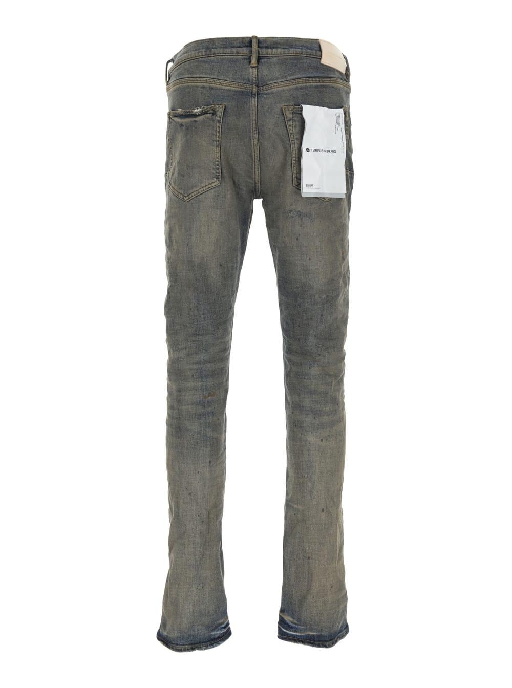 Grey Low Rise Skinny Jeans In Cotton Man