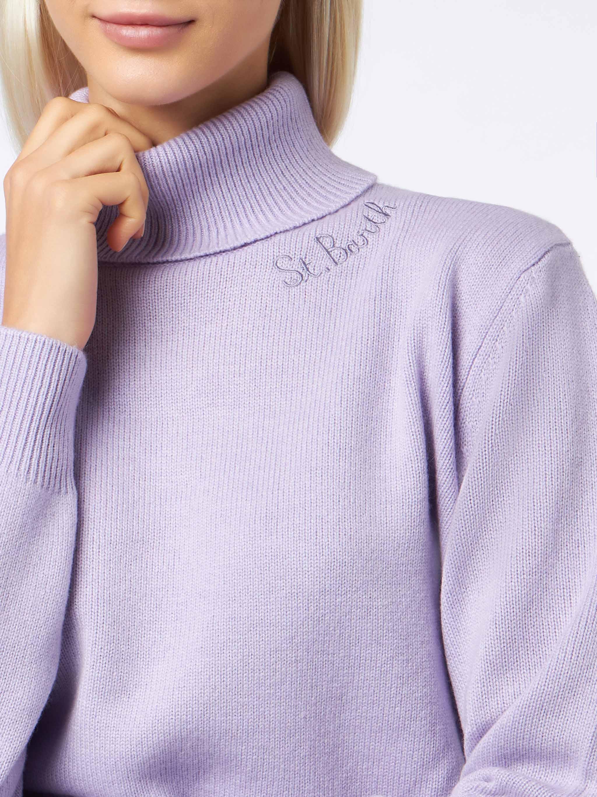 Woman Lilac Cashmere Blend Turtleneck Sweater Moody