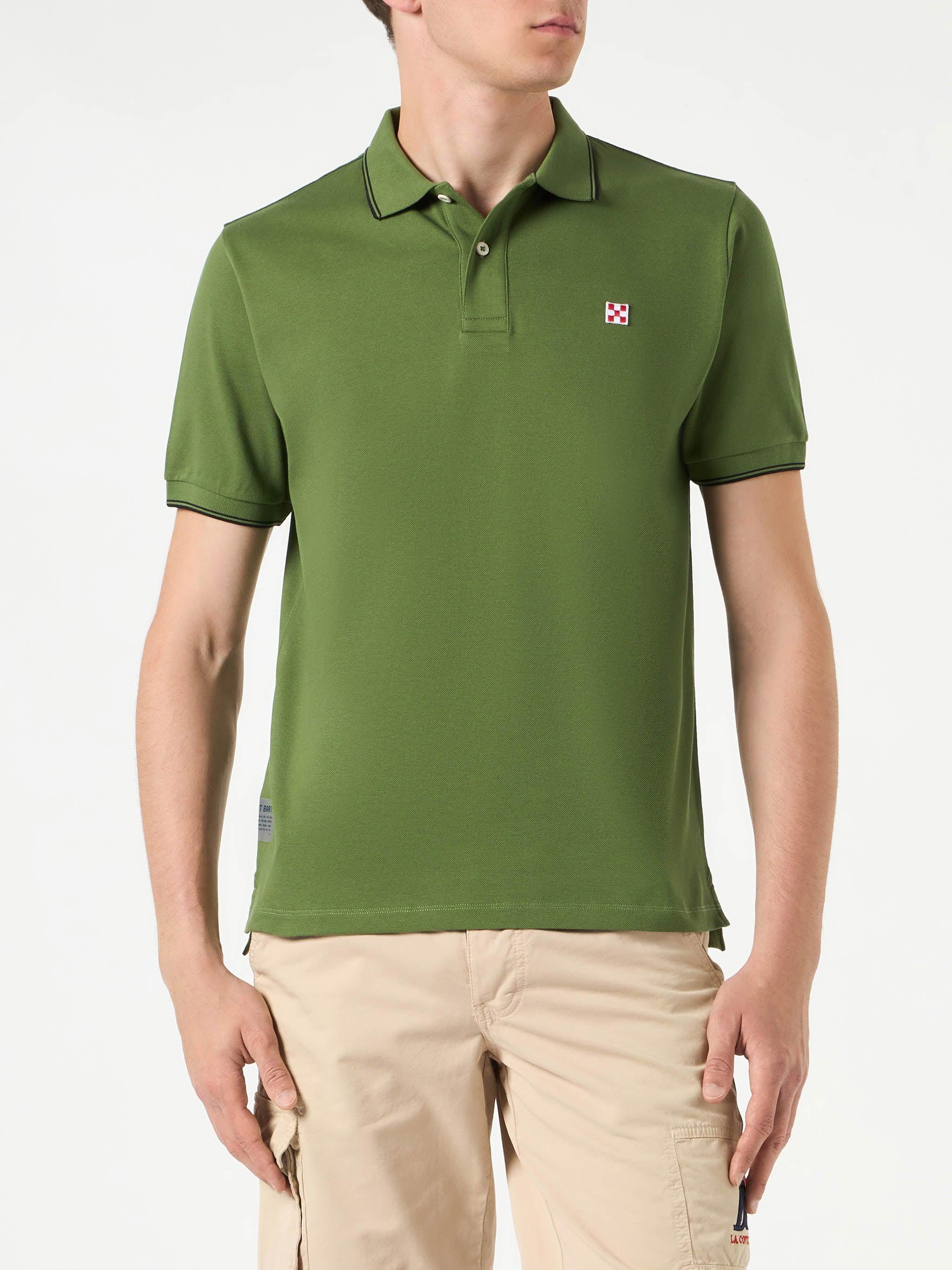 Military Green Piquet Polo With St. Barth Check Logo