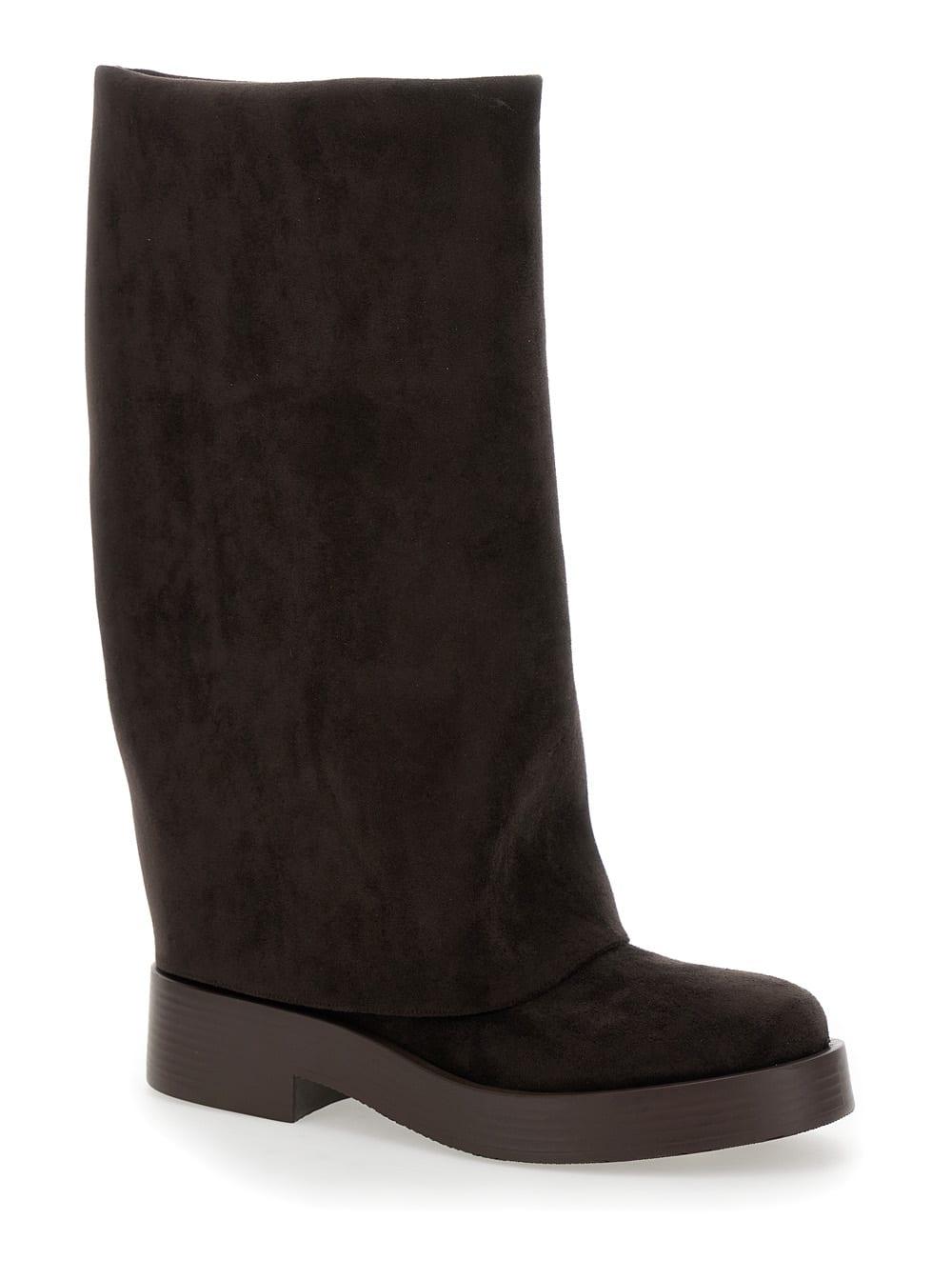 'Charlie' Brown Multi-Layer Boots In Suede Woman