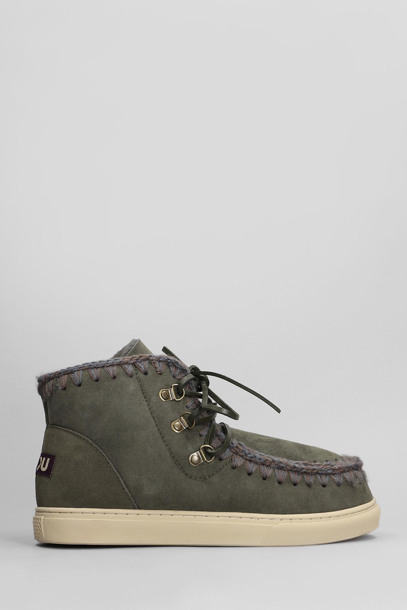 Sneaker Lace Up Sneakers In Green Suede