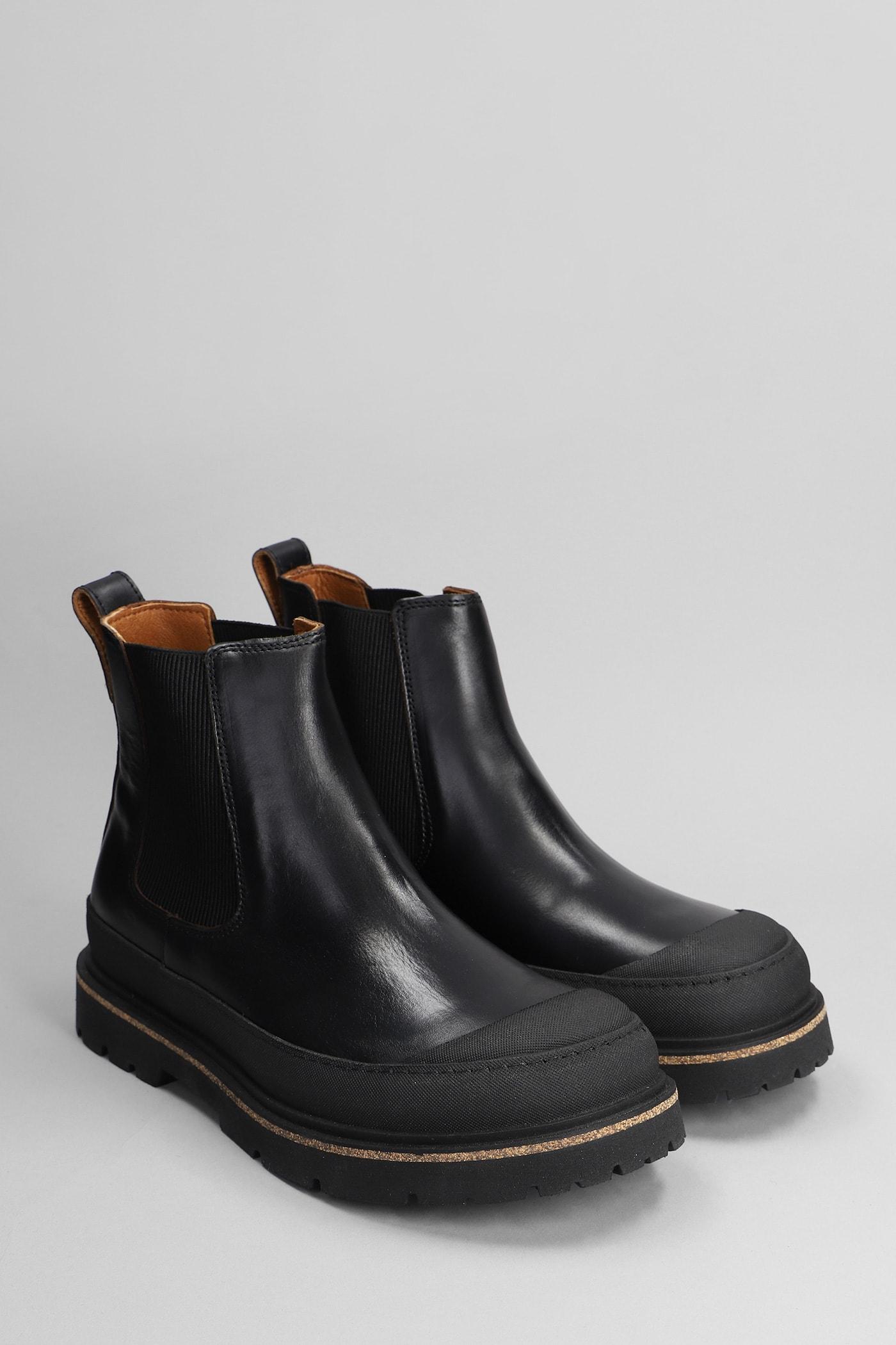 Prescott Combat Boots In Black Leather