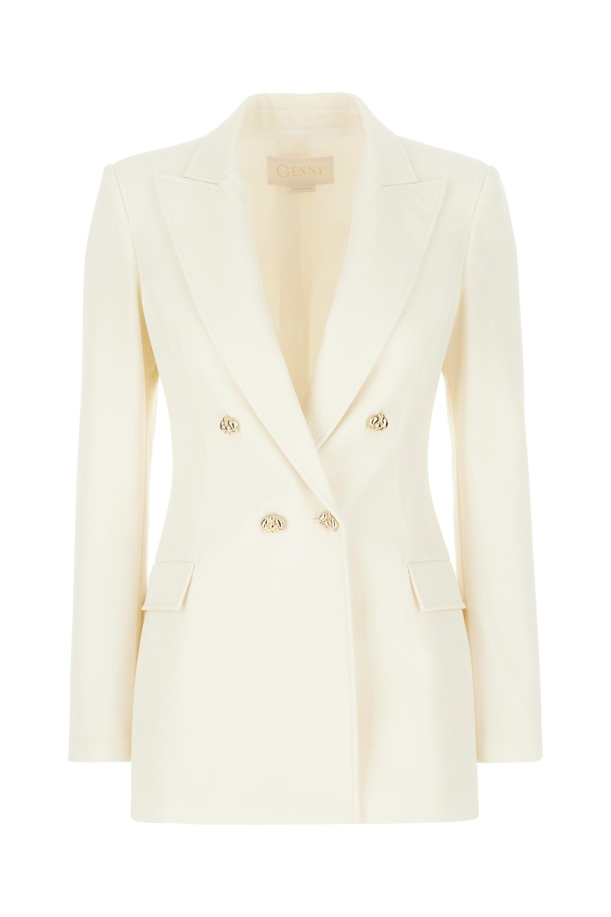 Ivory Stretch Polyester Blend Blazer