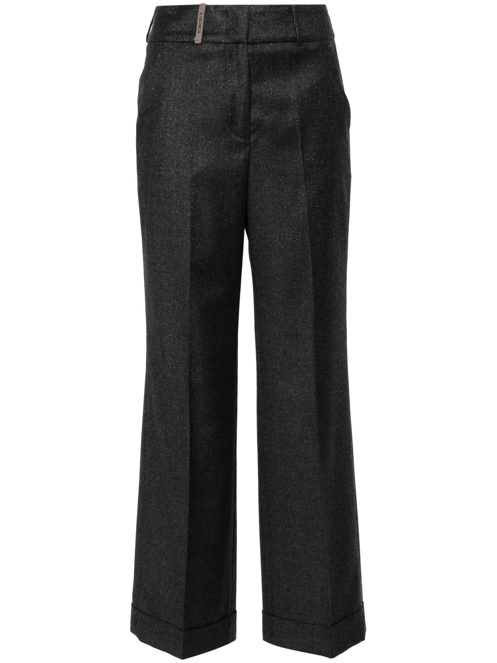 Dark Grey Virgin Lurex Flannel Trousers