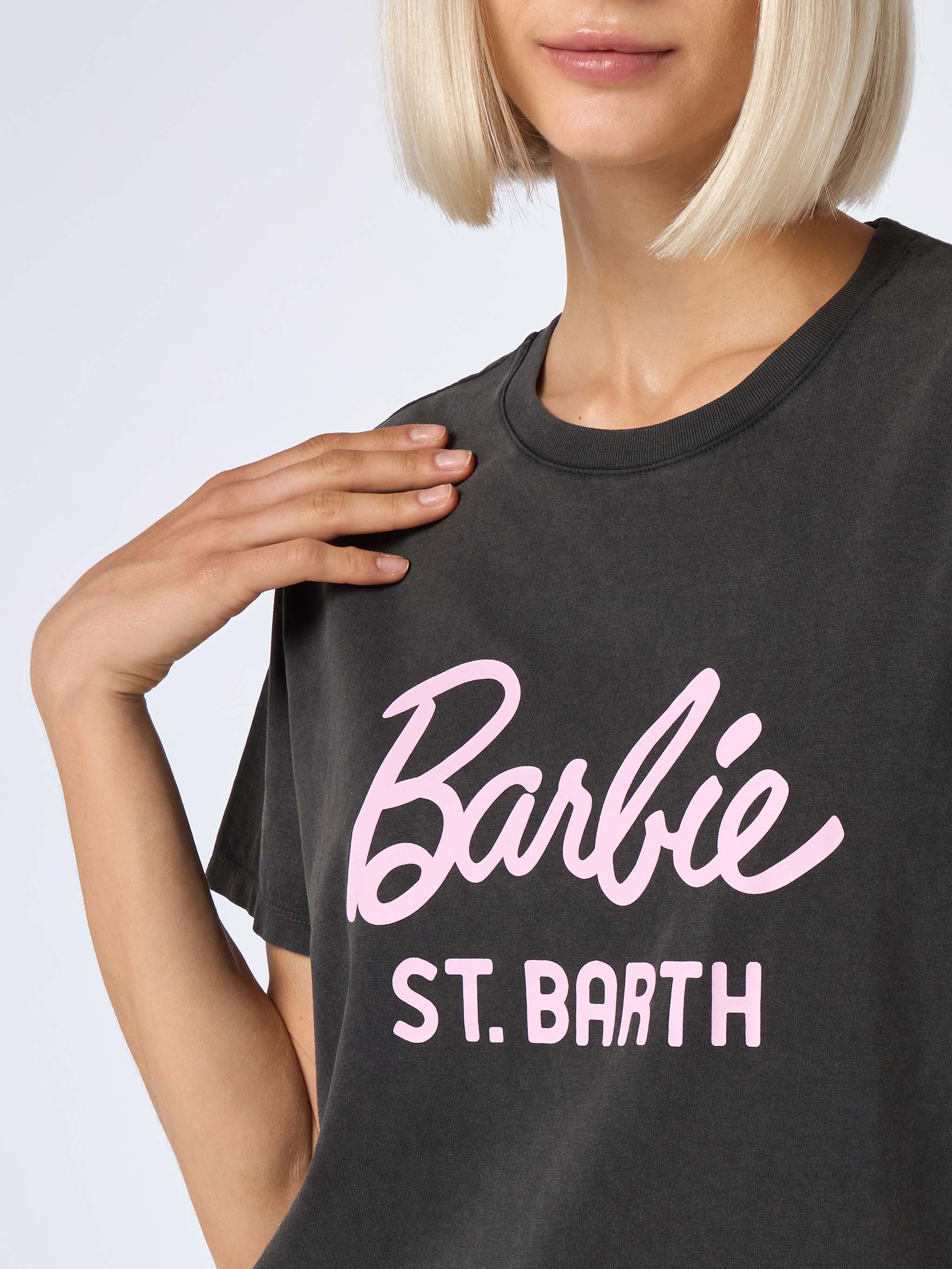 Woman Cotton Jersey Crewneck T-shirt Emilie With Barbie St. Barth Print | Barbie Special Edition