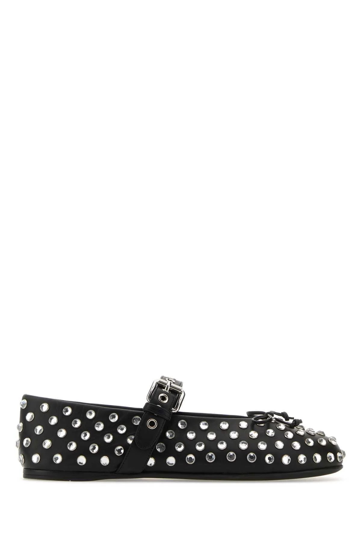 Miu Miu Studded Round-Toe Ballerina Shoes