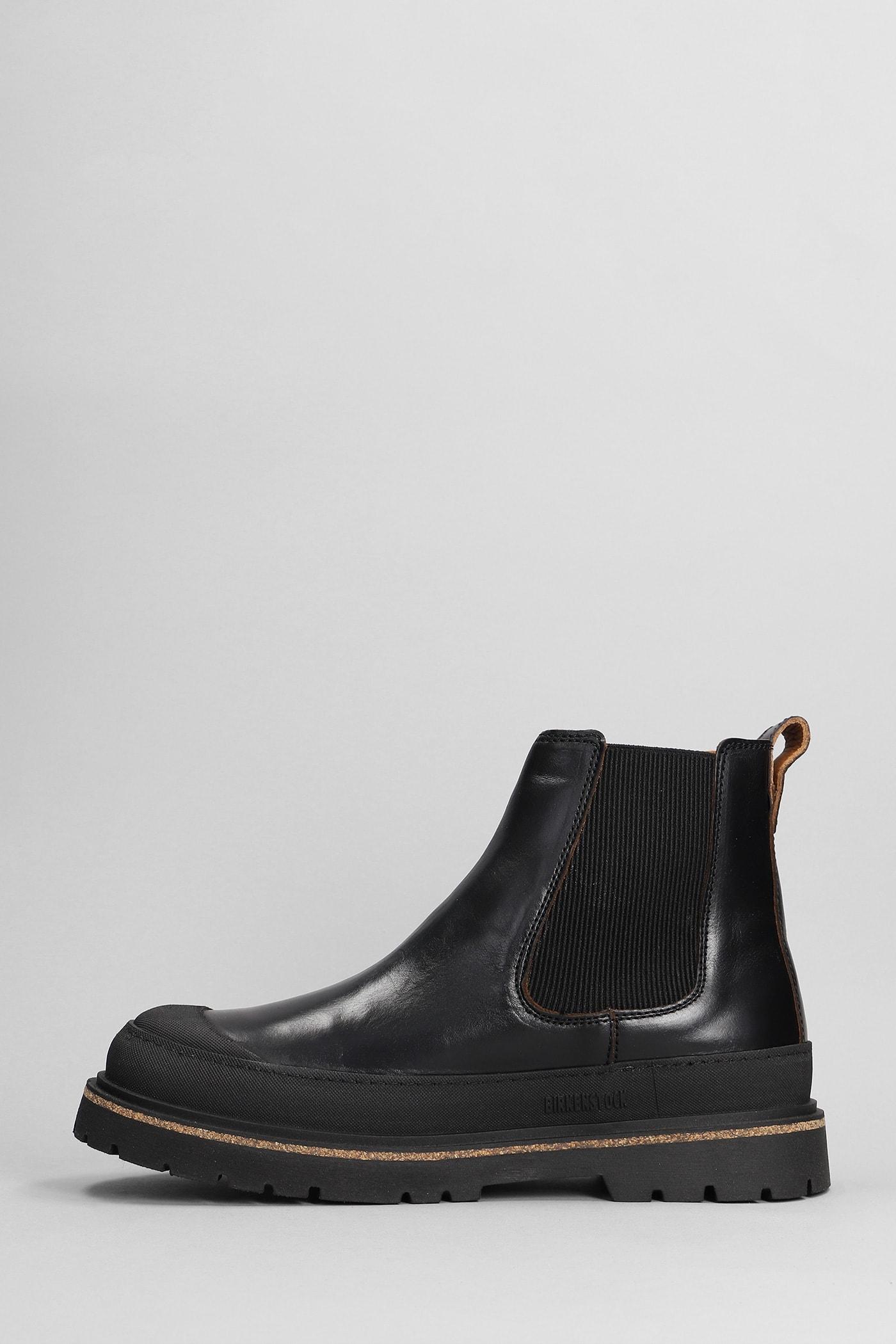 Prescott Combat Boots In Black Leather