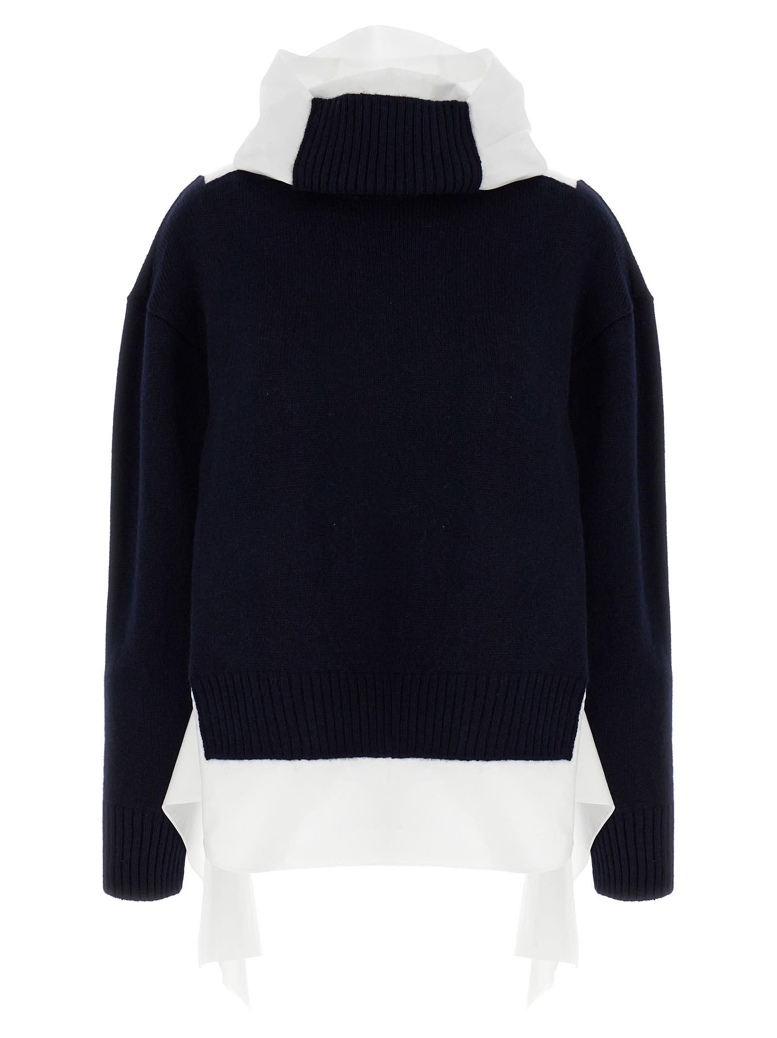 Two-Material Sweater Sweater, Cardigans Blue