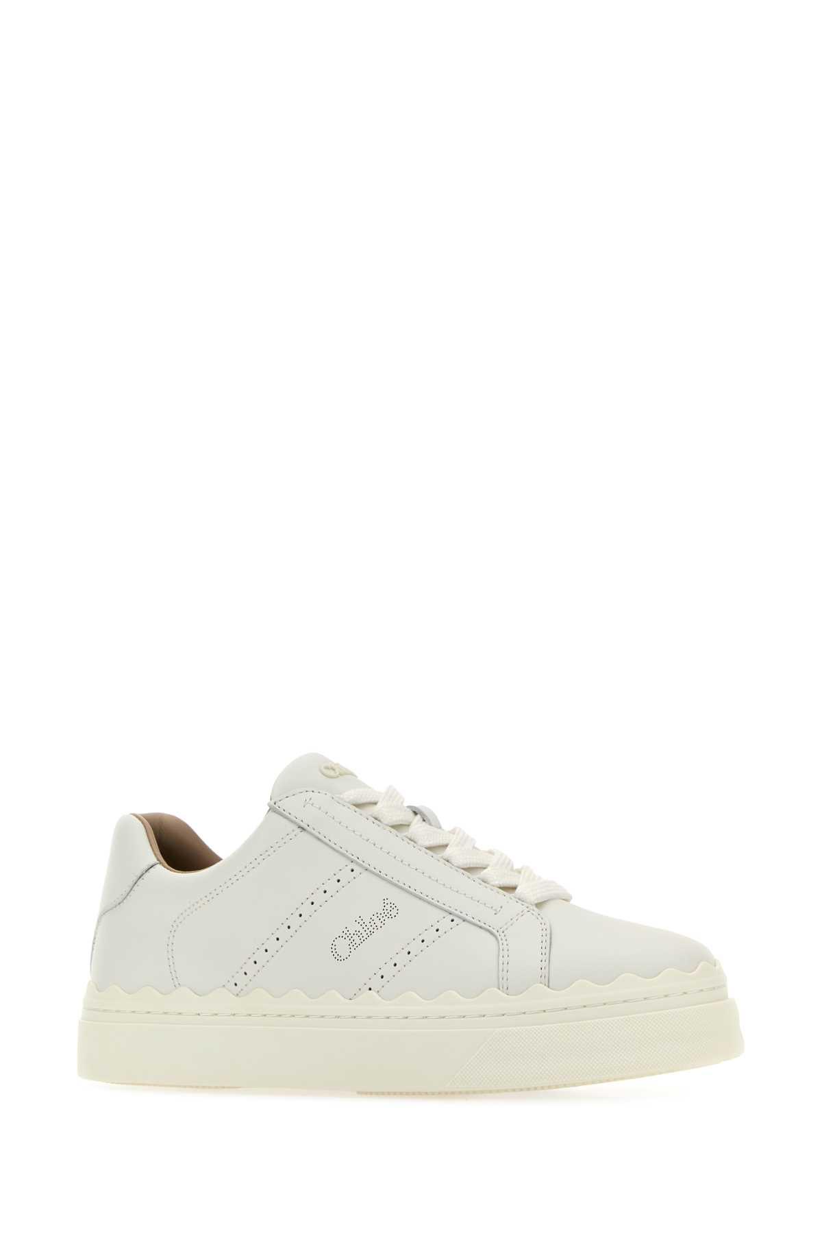 Chloe Woman White Leather Lauren Sneakers