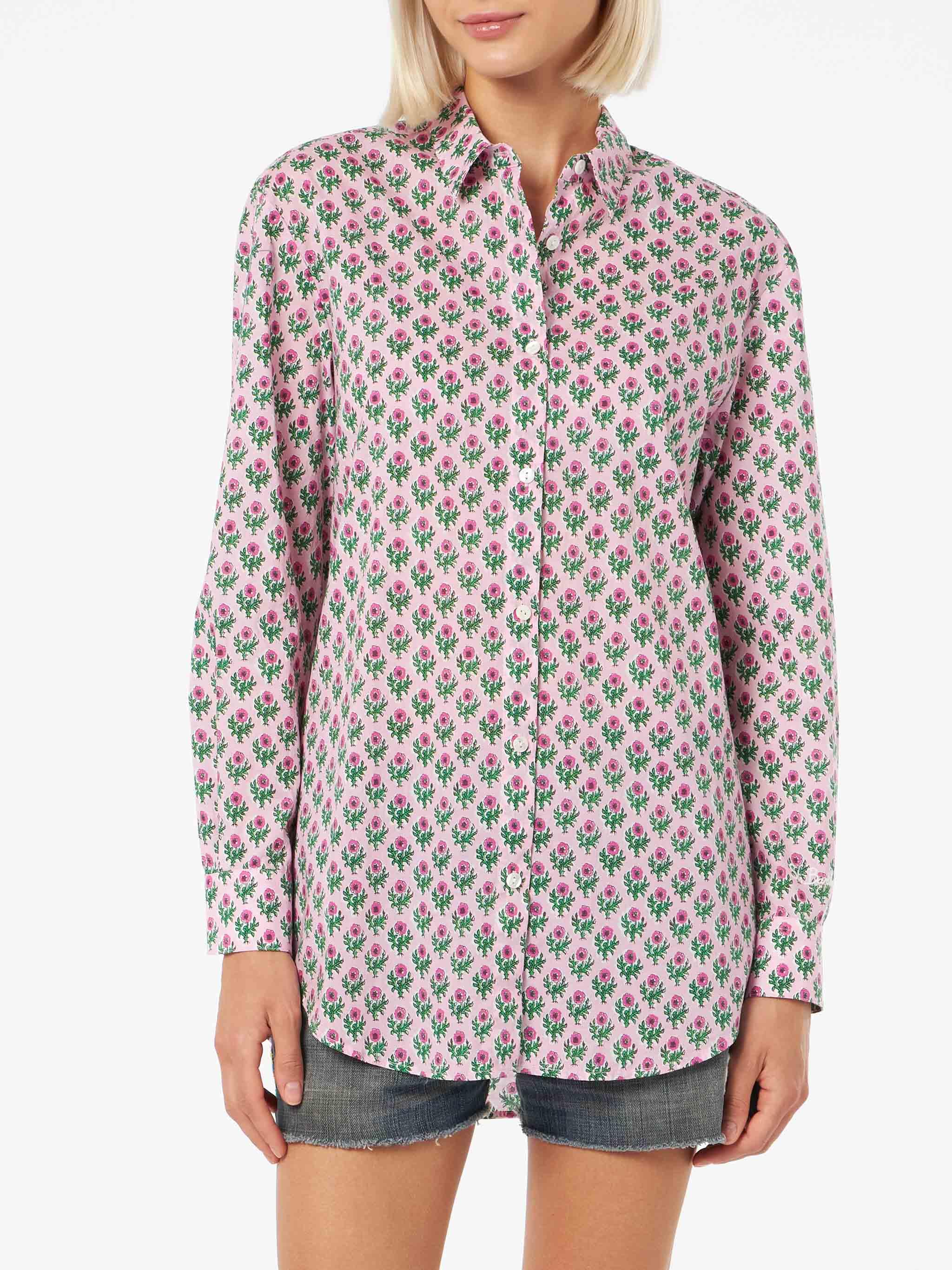 Woman Cotton Shirt Brigitte With Flower Print