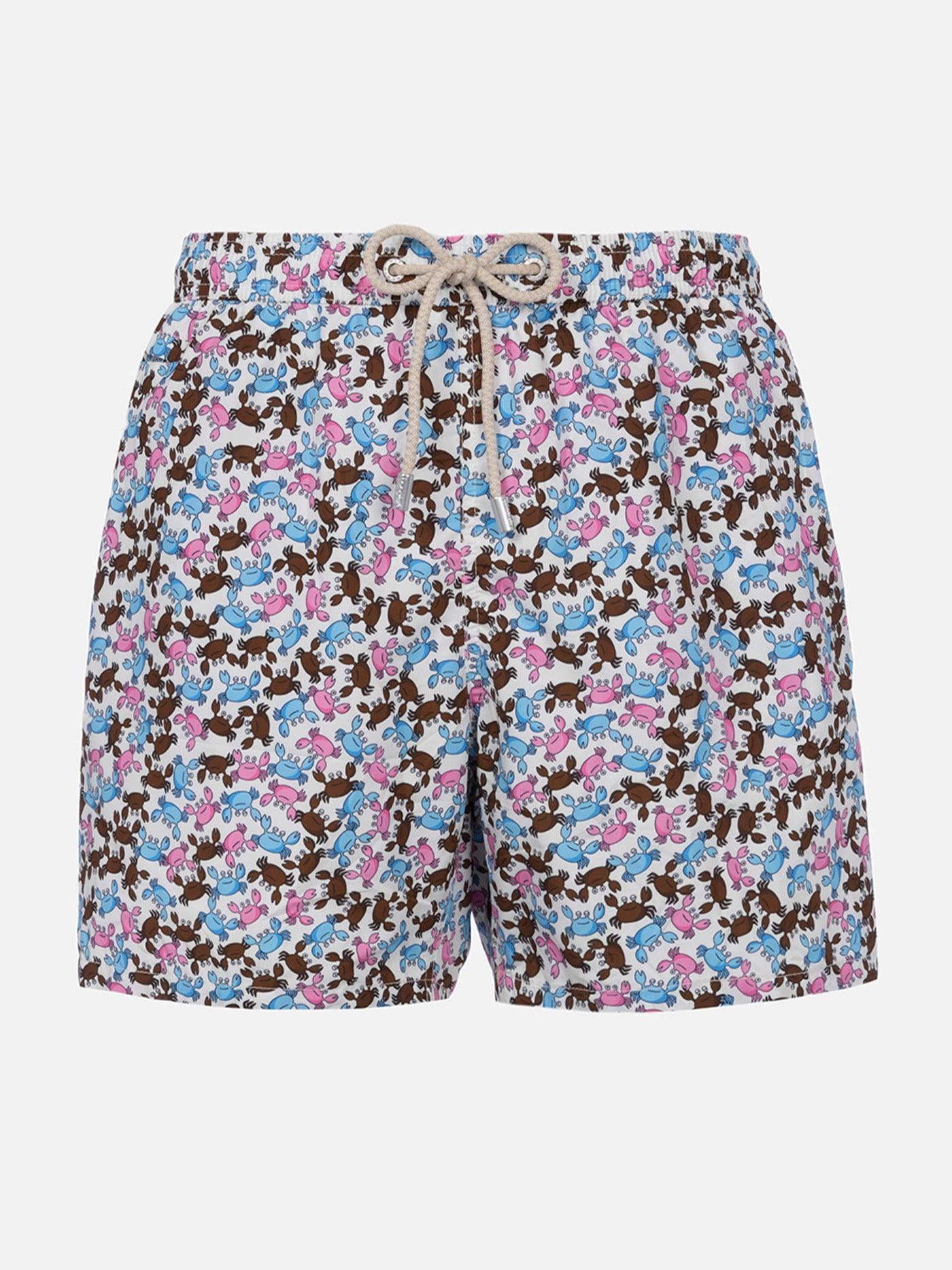 Man Lightweight Fabric Swim-shorts Lighting Micro Fantasy With Crabs Print