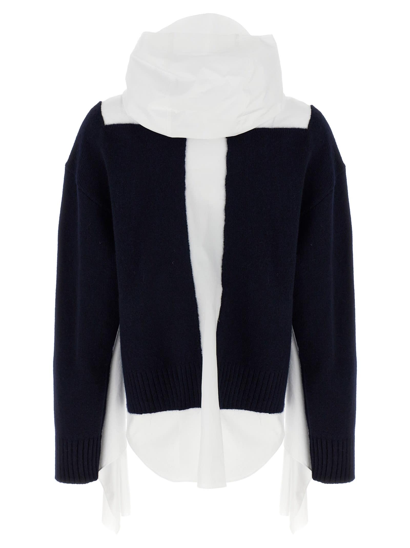 Two-Material Sweater Sweater, Cardigans Blue