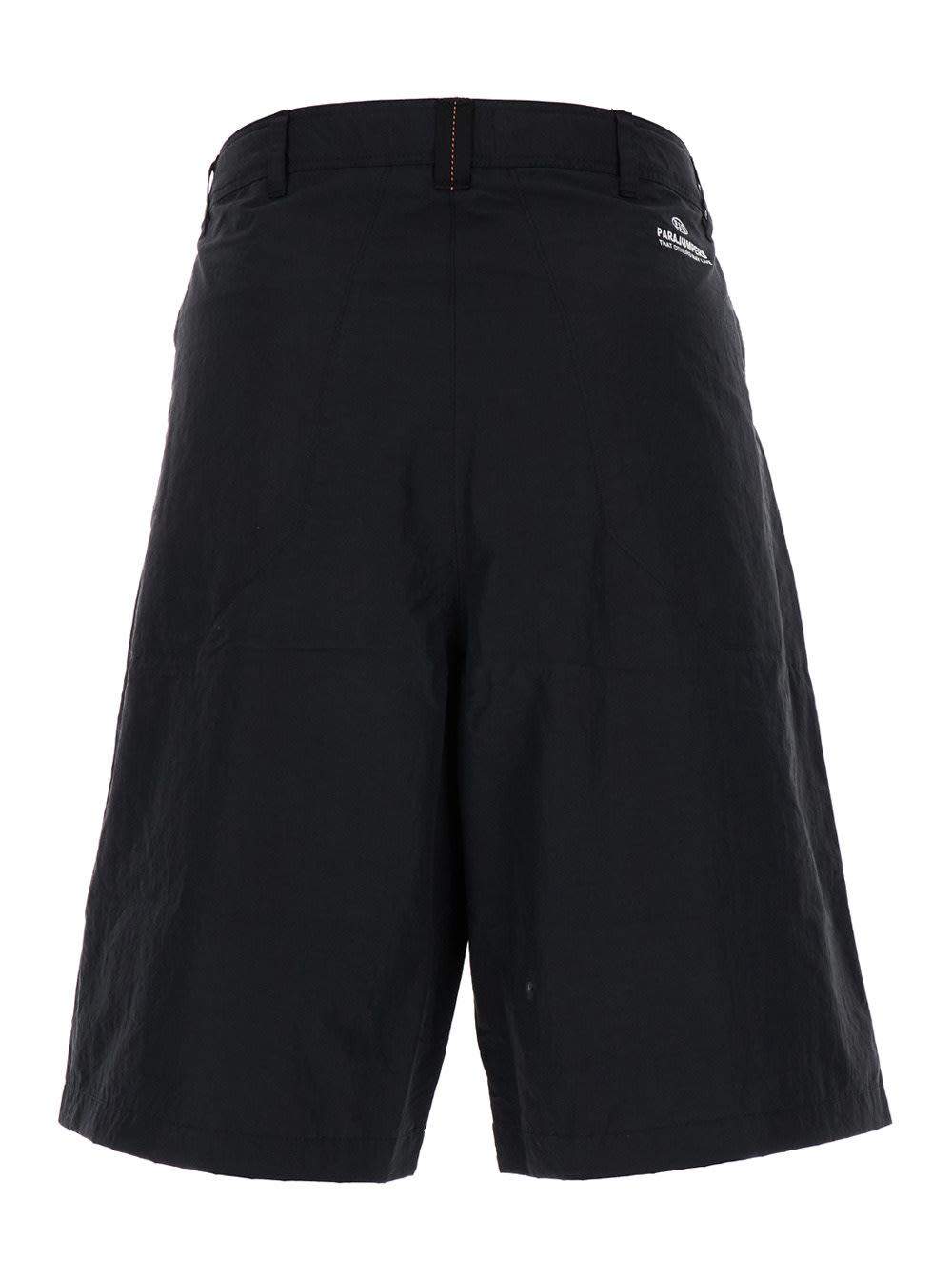 Black Bermuda Shorts With Buckles At Sides In Cotton Blend Man