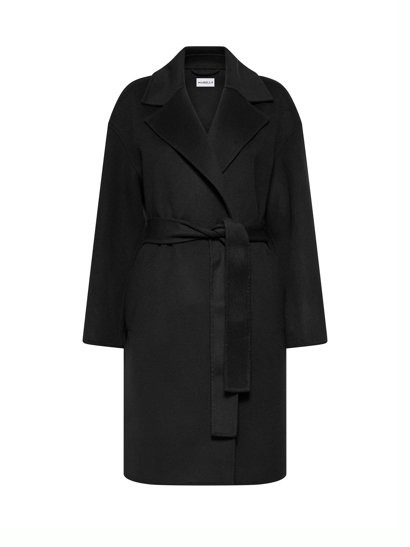 Black Long Coat With Belt