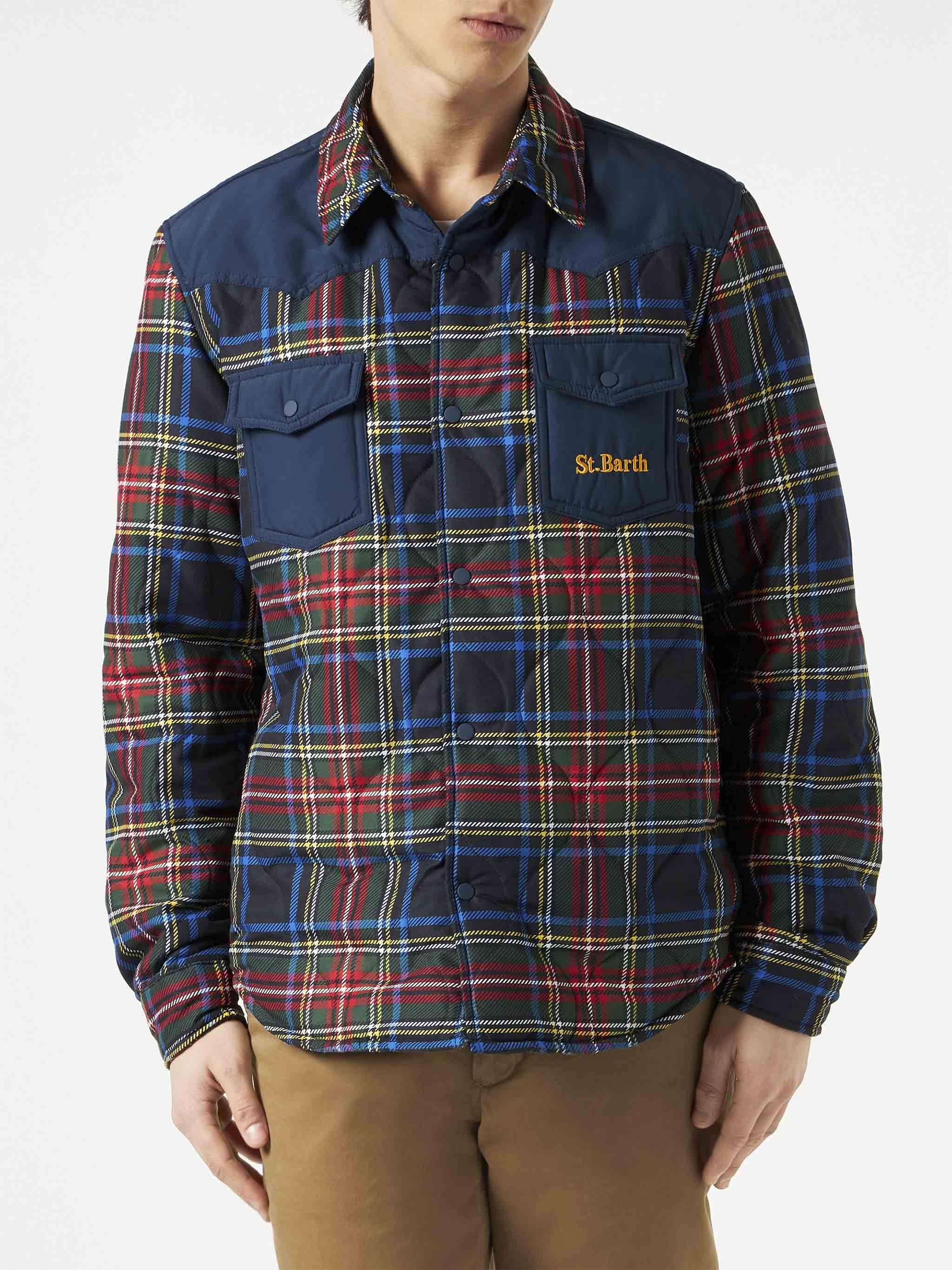 Man Tartan Padded Overshirt With Patch Pockets