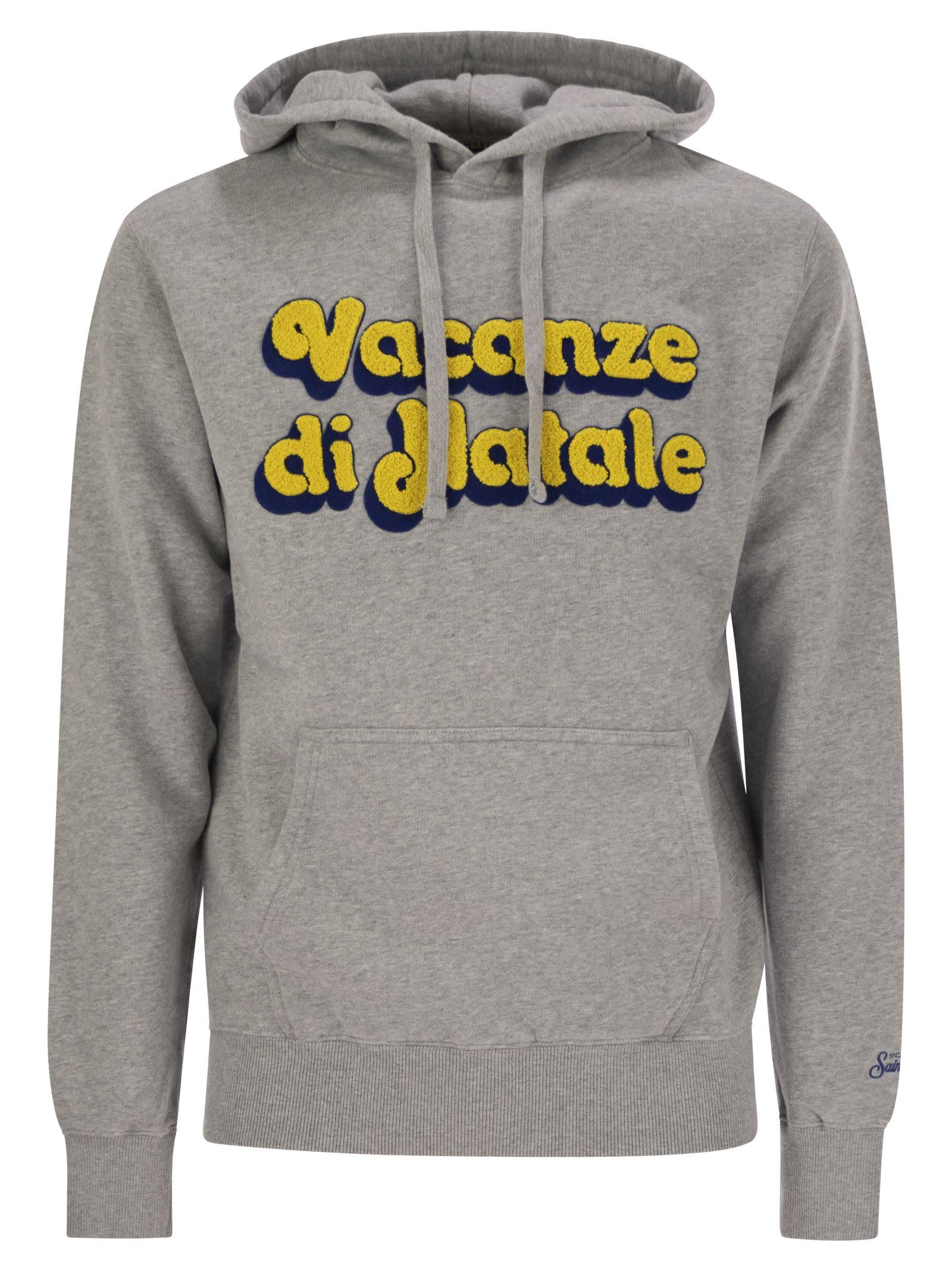 Men's Grey Tribeca Sweatshirt With Vacanze Di Natale Logo Embroidery MC2 Saint Barth