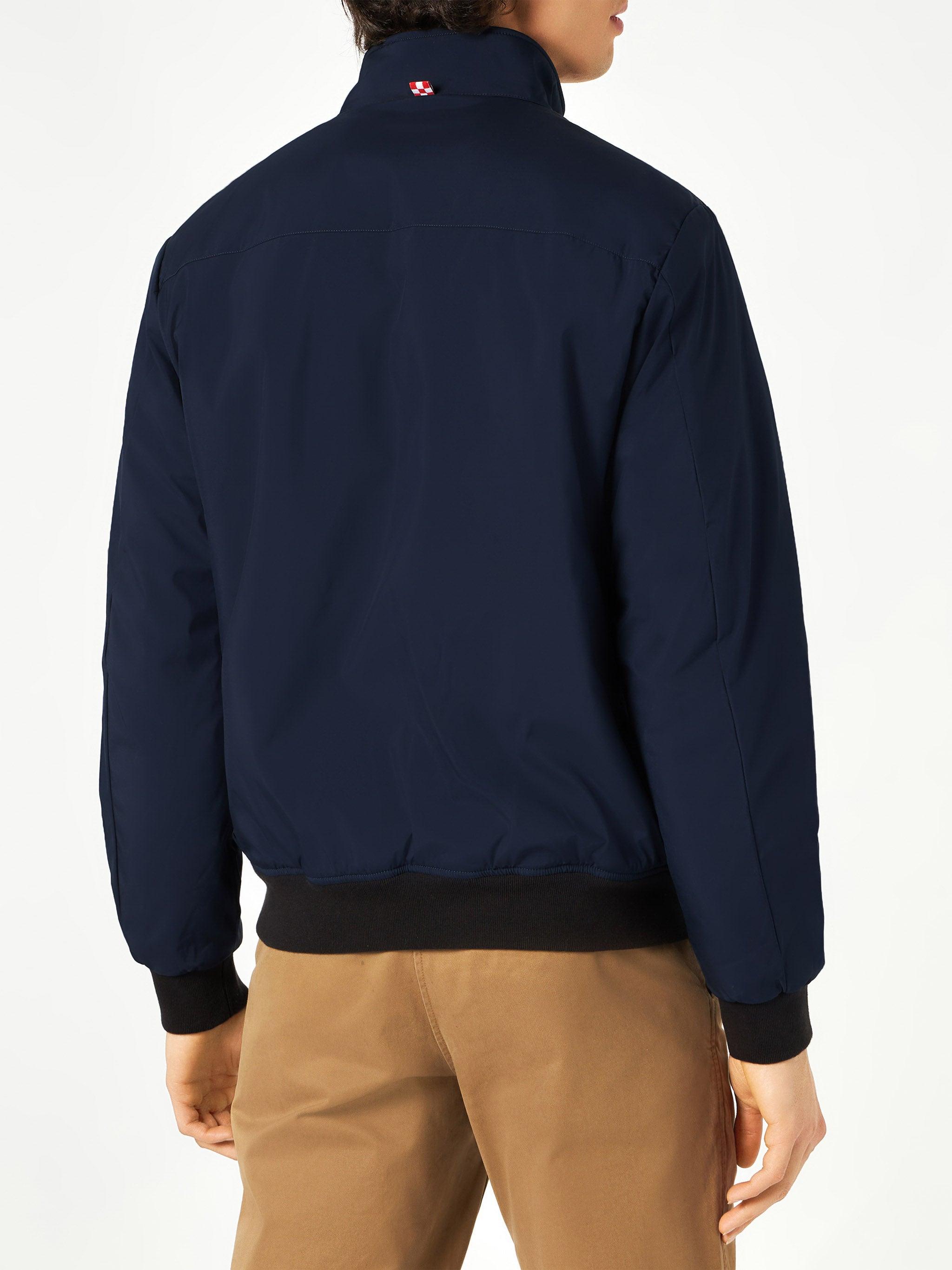 Man Blue Bomber Jacket With Furry Lining