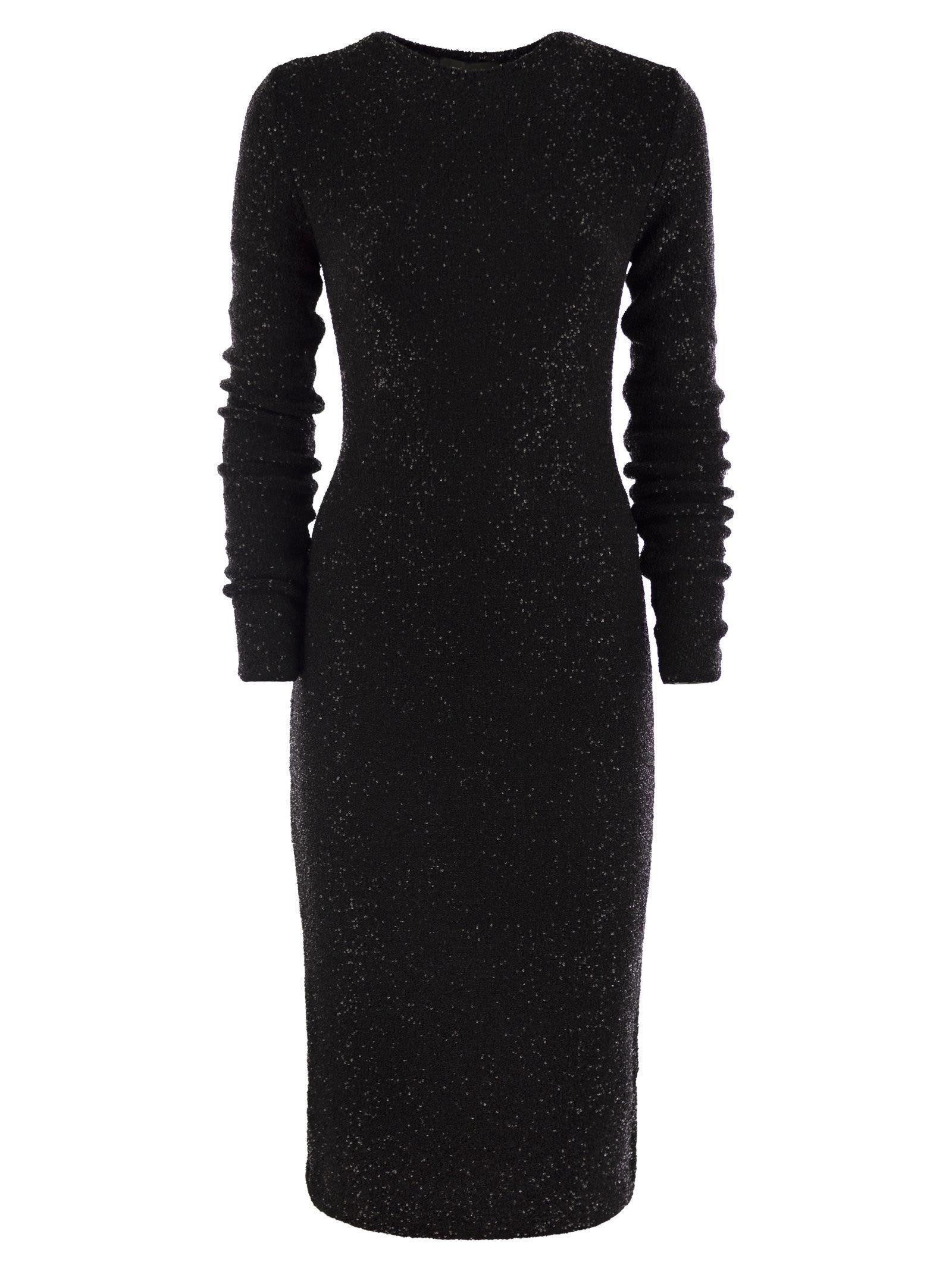 Fabiana Filippi Crew Neck Dress With Micro Sequins