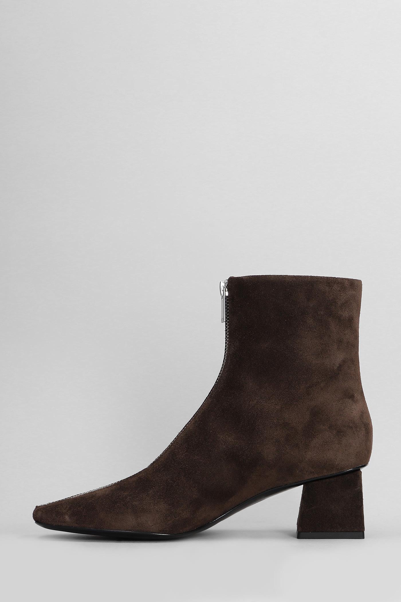 Ryder High Heels Ankle Boots In Brown Suede