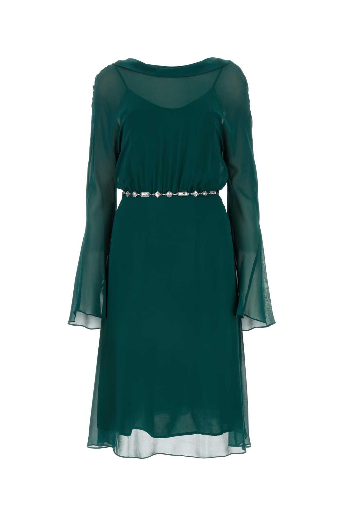 Bottle Green Silk Africa Dress