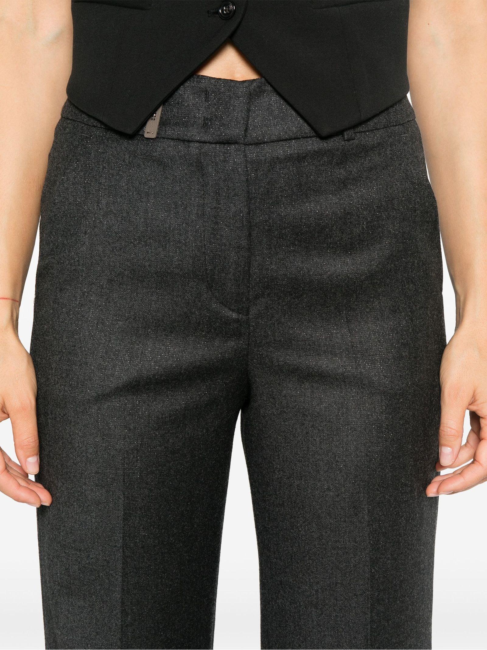 Dark Grey Virgin Lurex Flannel Trousers