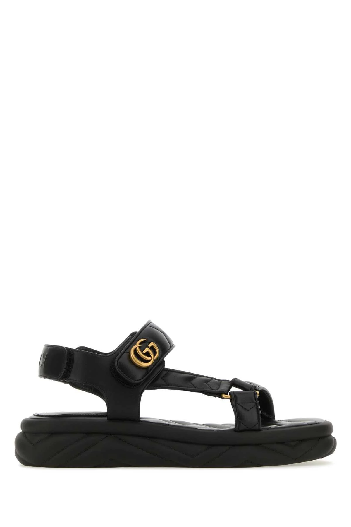 Gucci Woman Black Leather Sandals