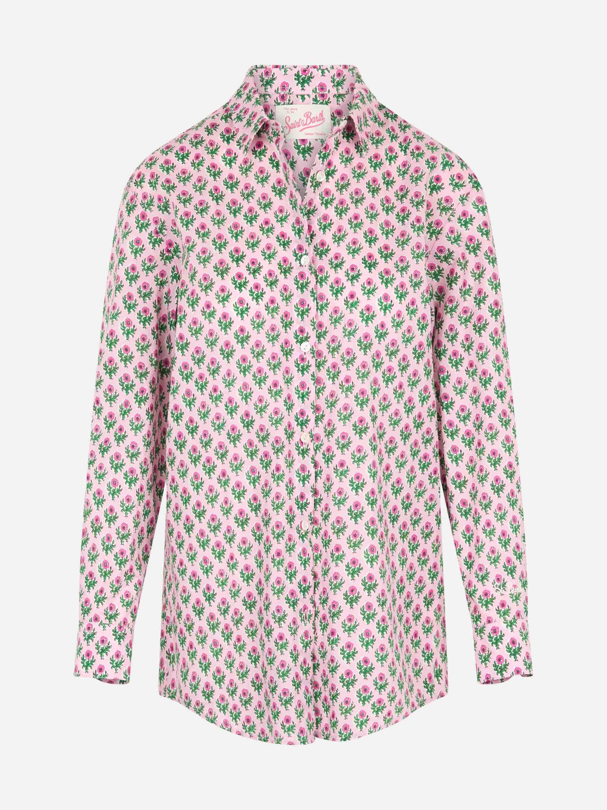 Woman Cotton Shirt Brigitte With Flower Print