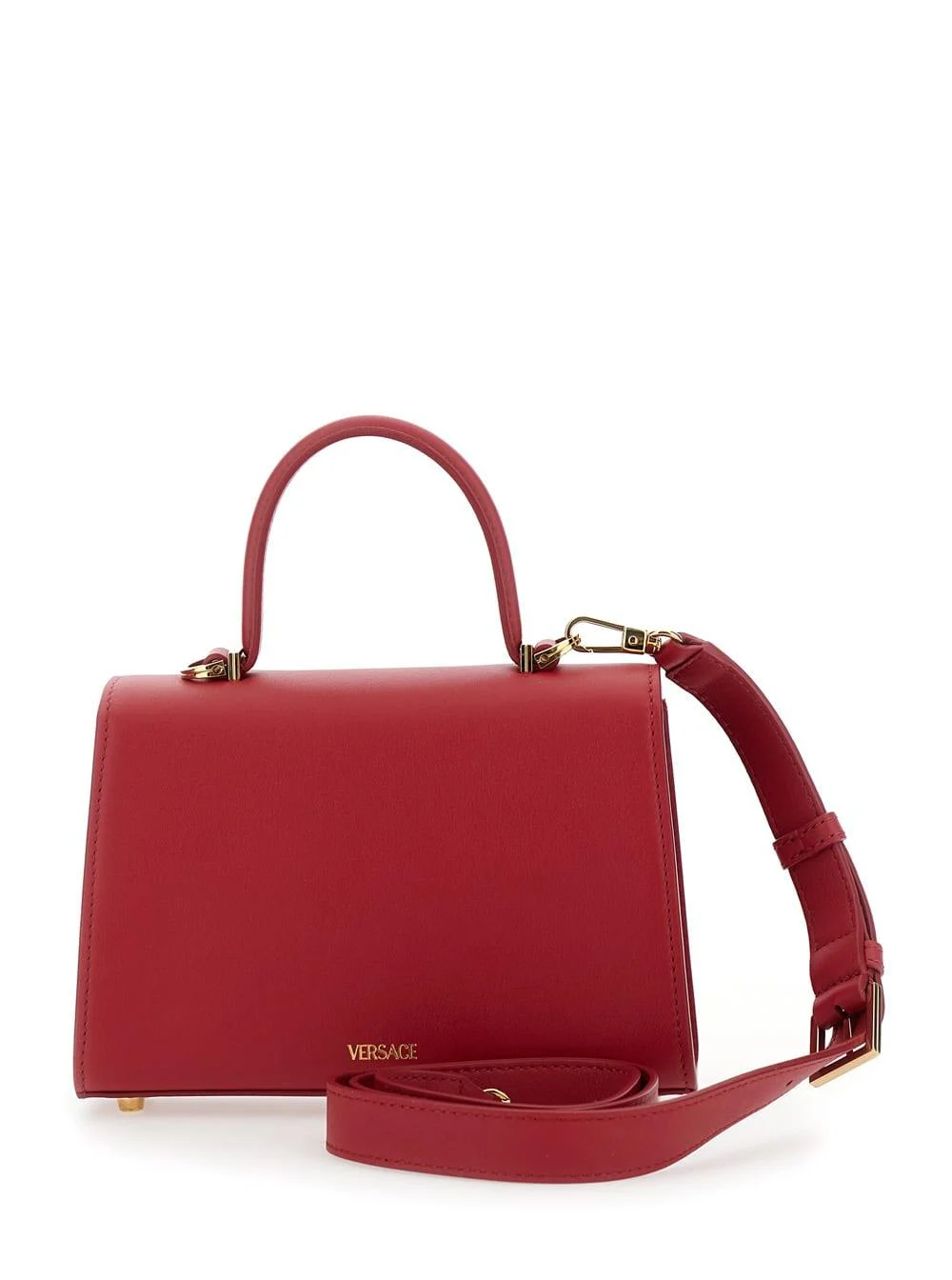 'medusa '95' Small Red Handbag With Belt Detail In Leather Woman