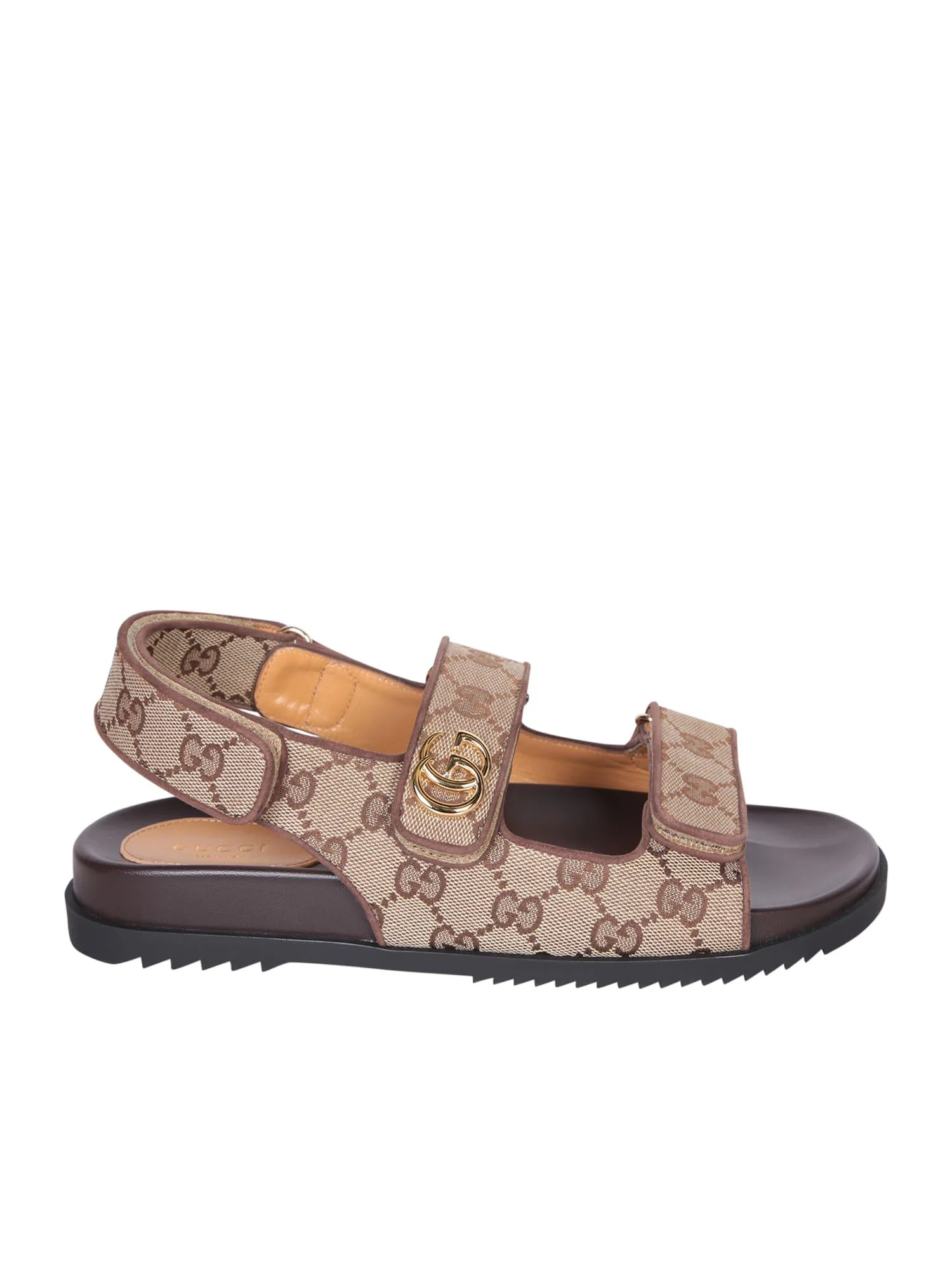 Gg All-over Double-buckle Beige Sandals