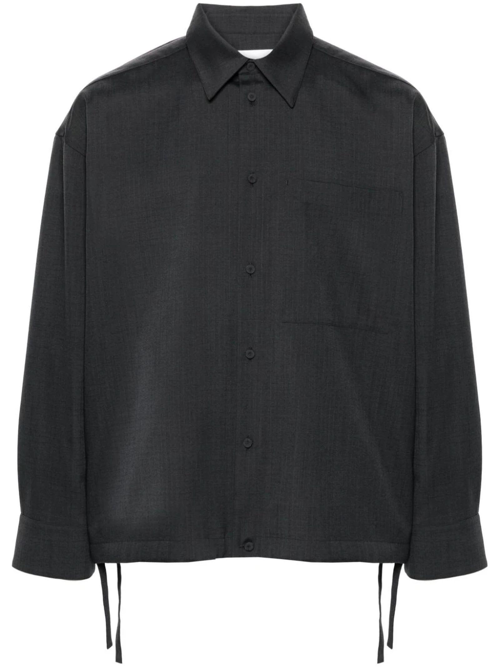 drawstring-hem wool shirt