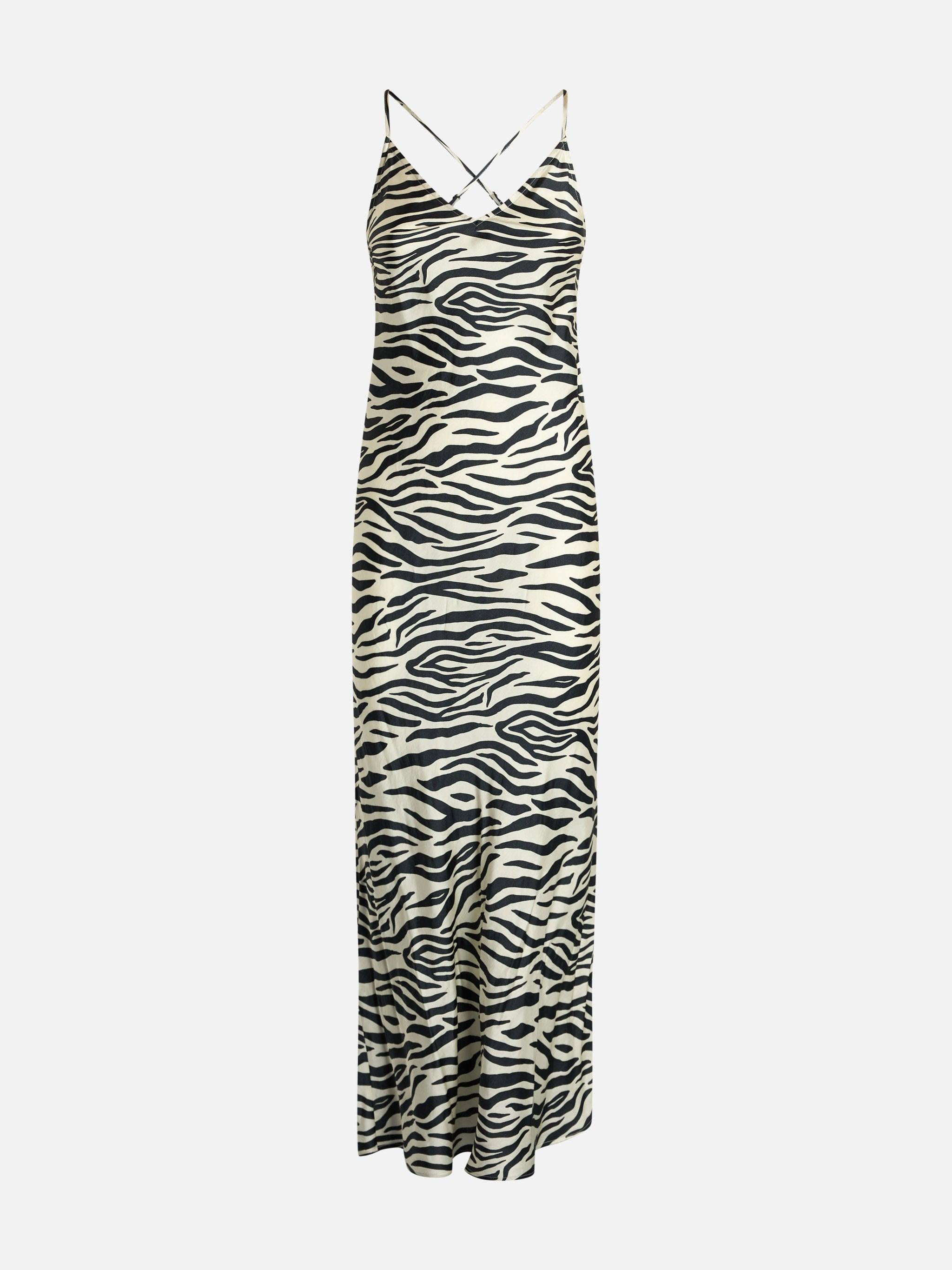 Woman Satin Zebra Slip Dress Eydis