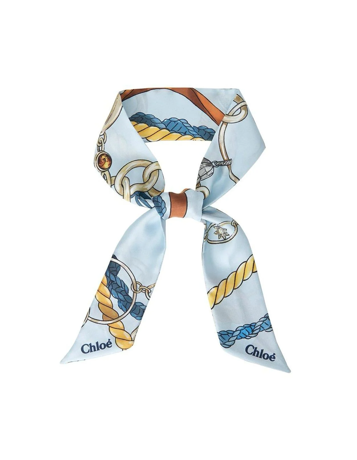 Silky Blue Printed Silk Scarf