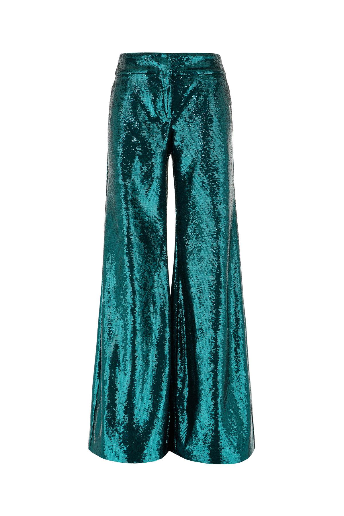 Teal Green Polyester Pants